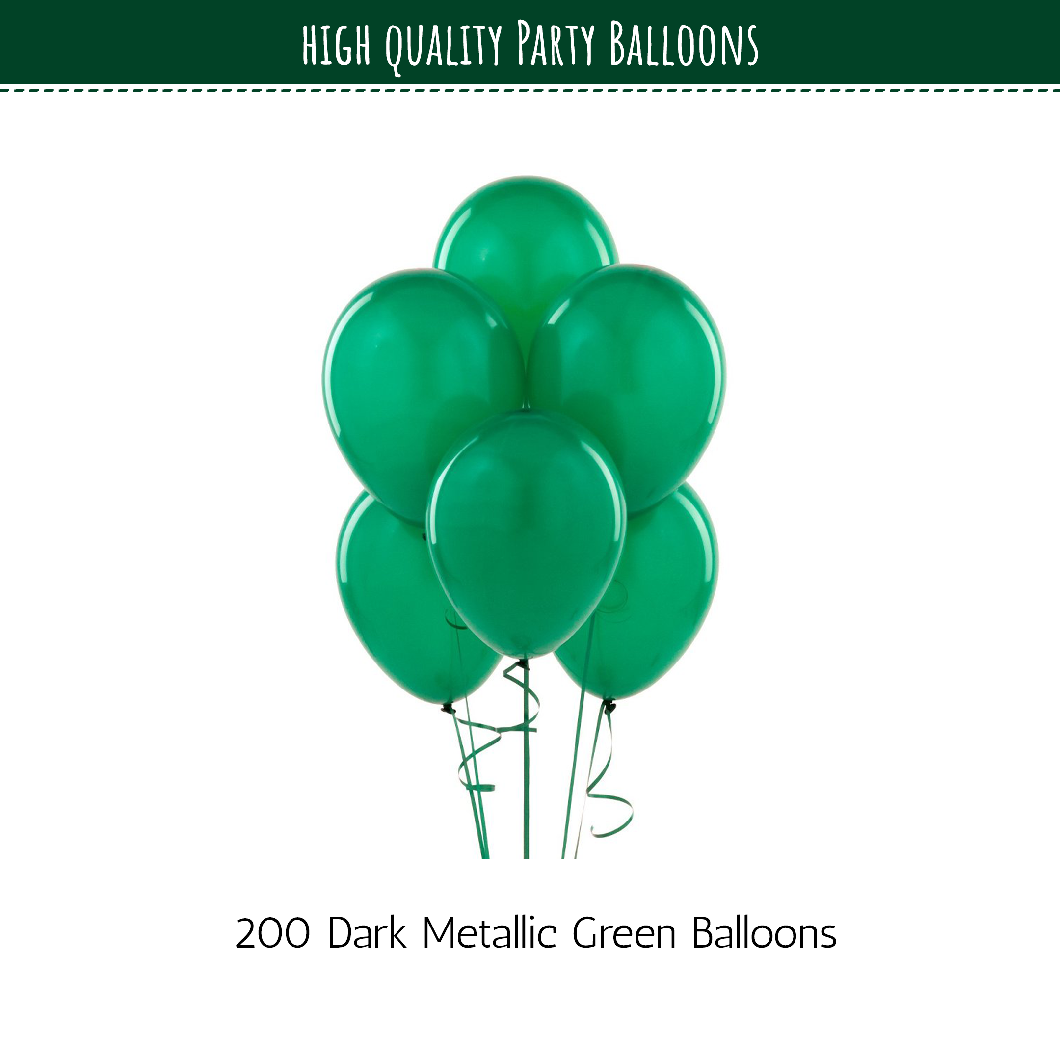 200 Dark Metallic Green Balloons