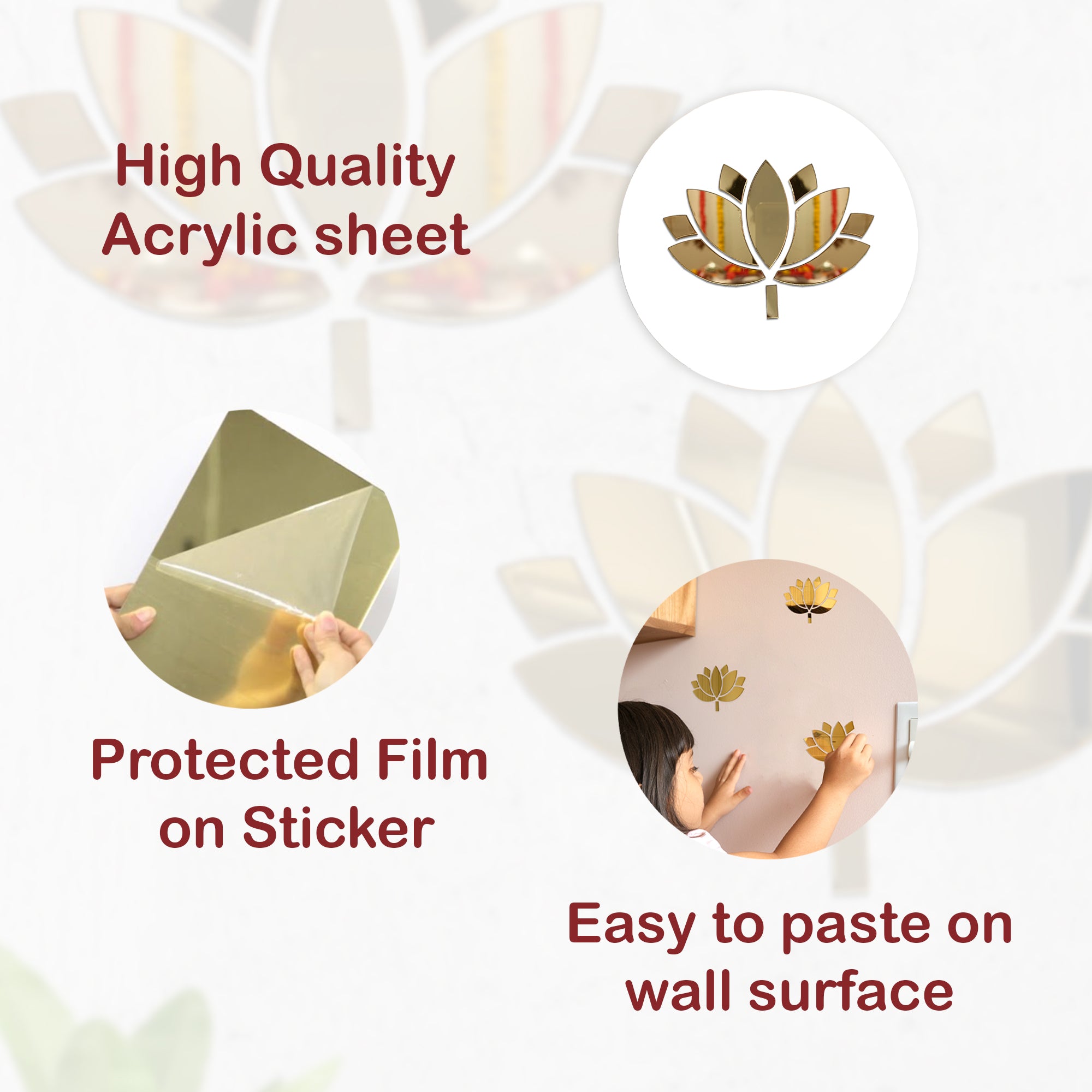 Acrylic Lotus Sticker Pack of 4