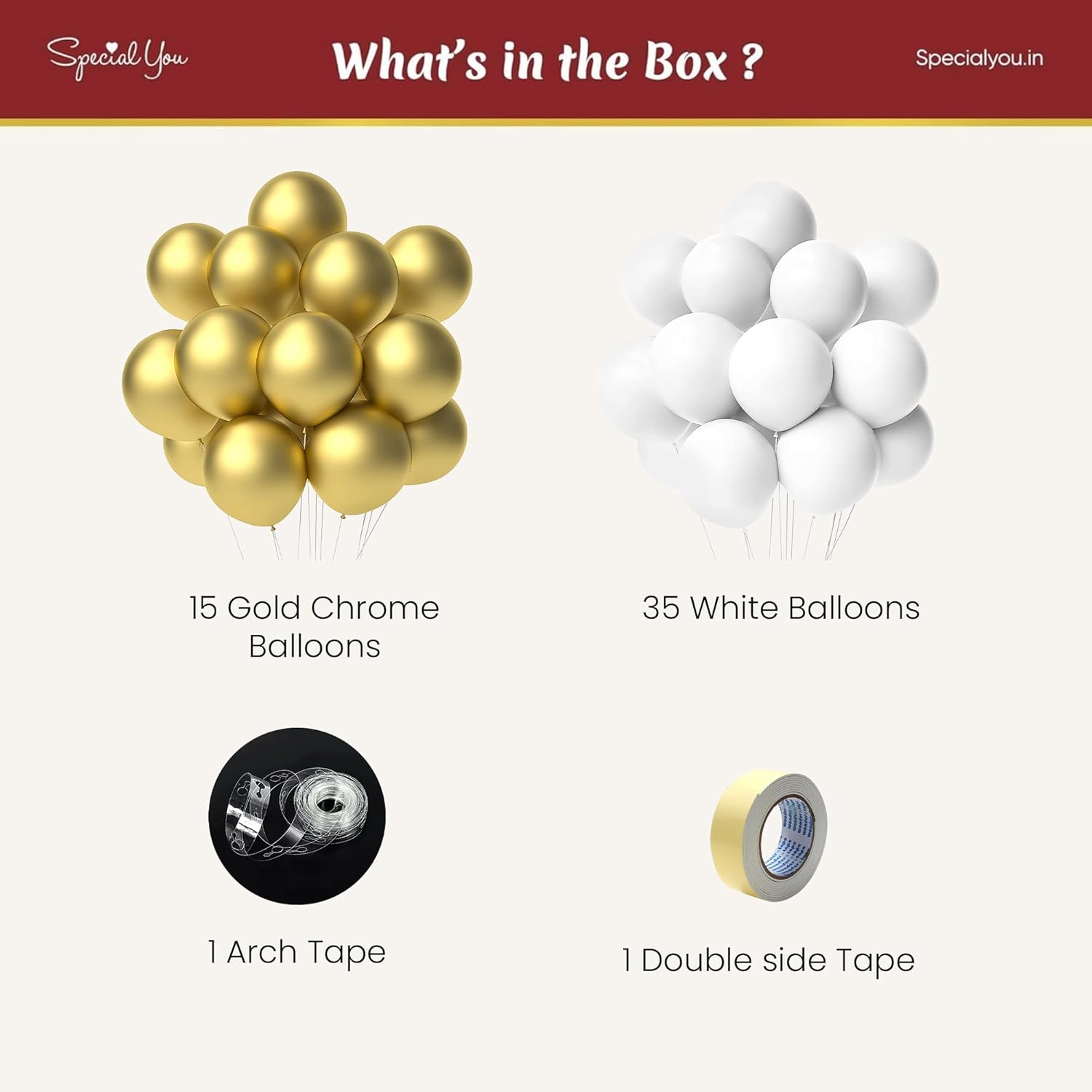 Gold & White Balloon combo
