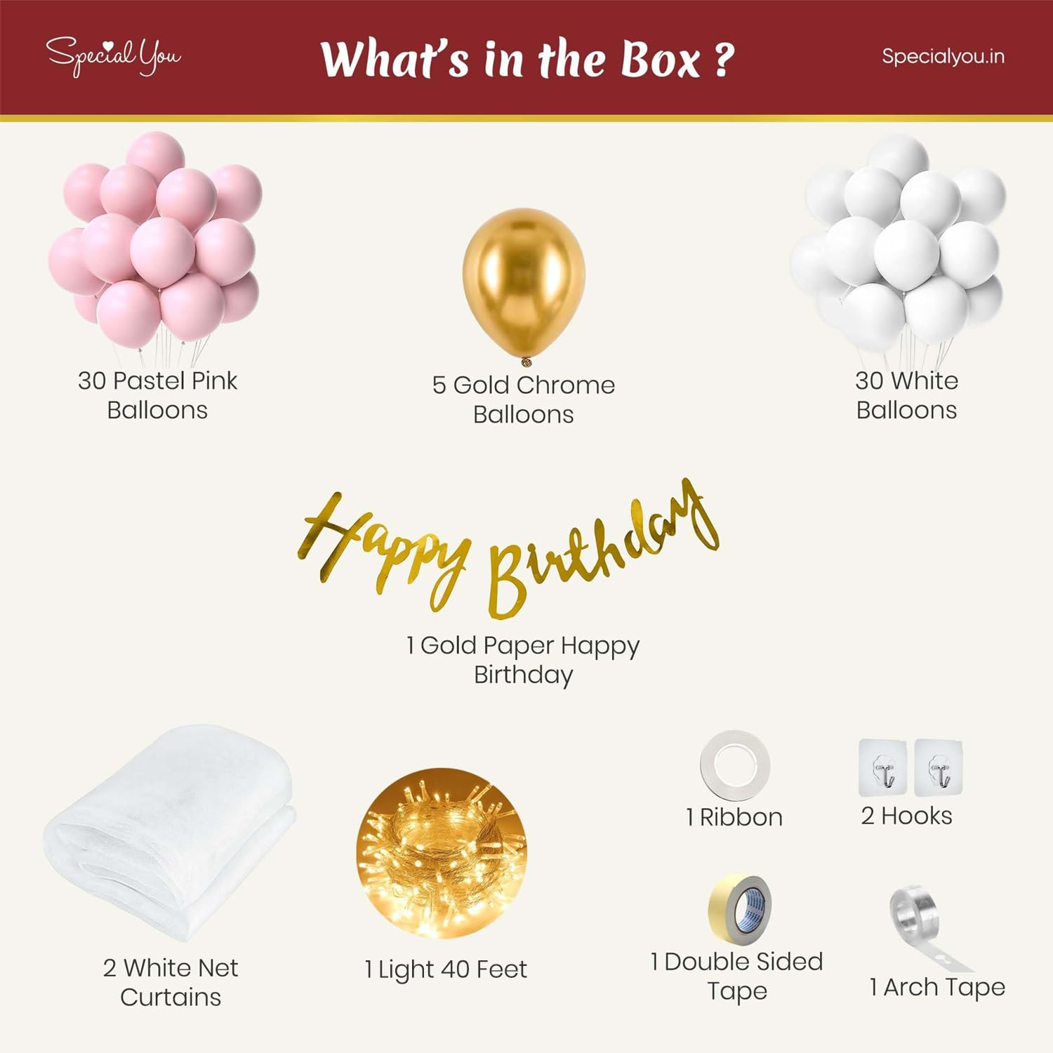 Pink & White Balloon Birthday Decoration Kit
