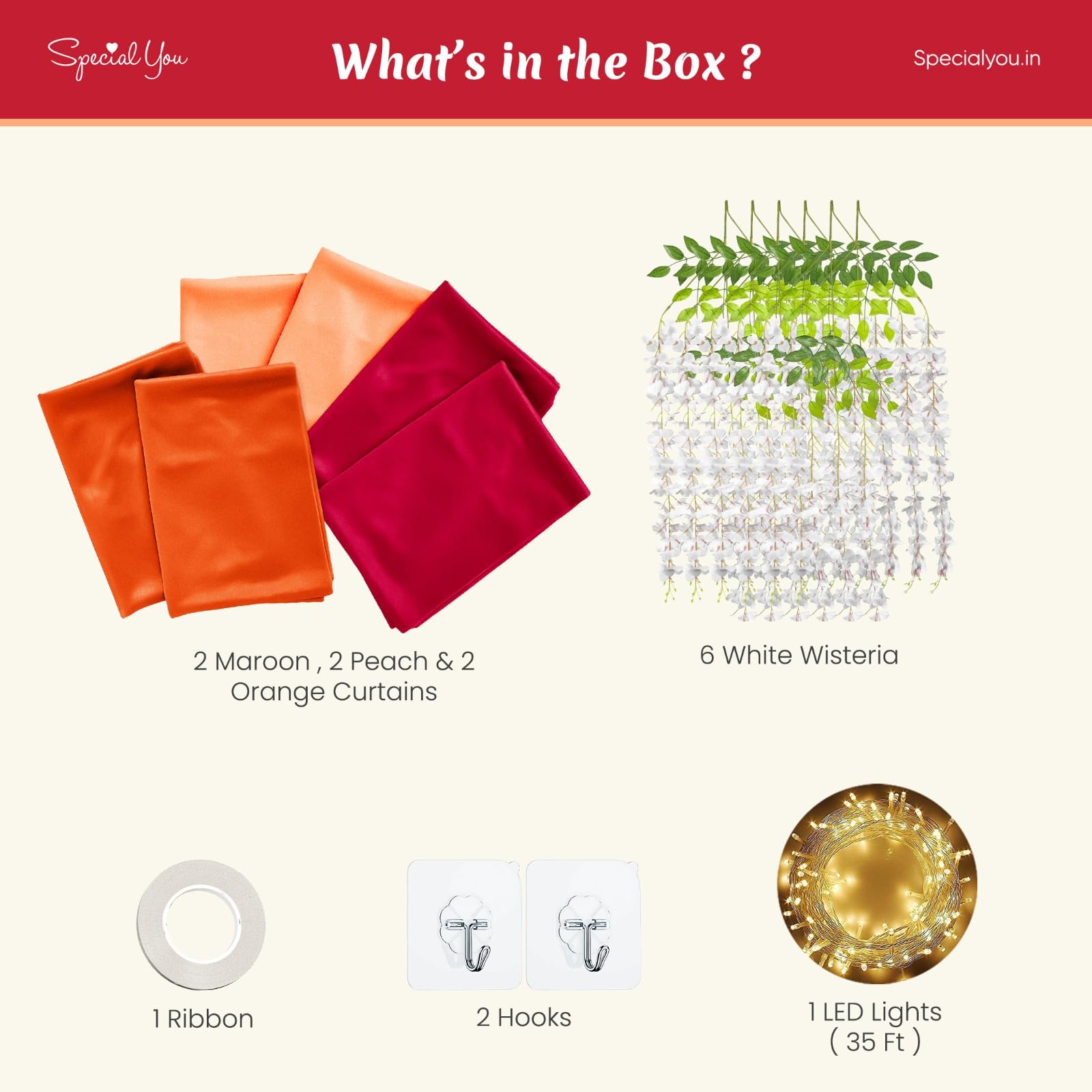 Orange, Peach, Red Curtain Backdrop Set