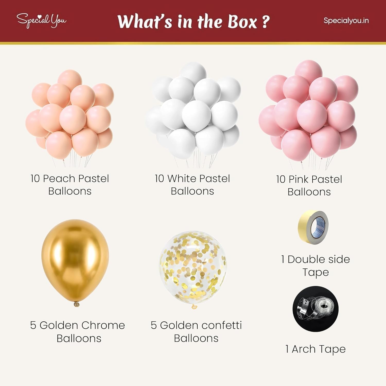 White, Pink, Peach & Gold Balloon combo