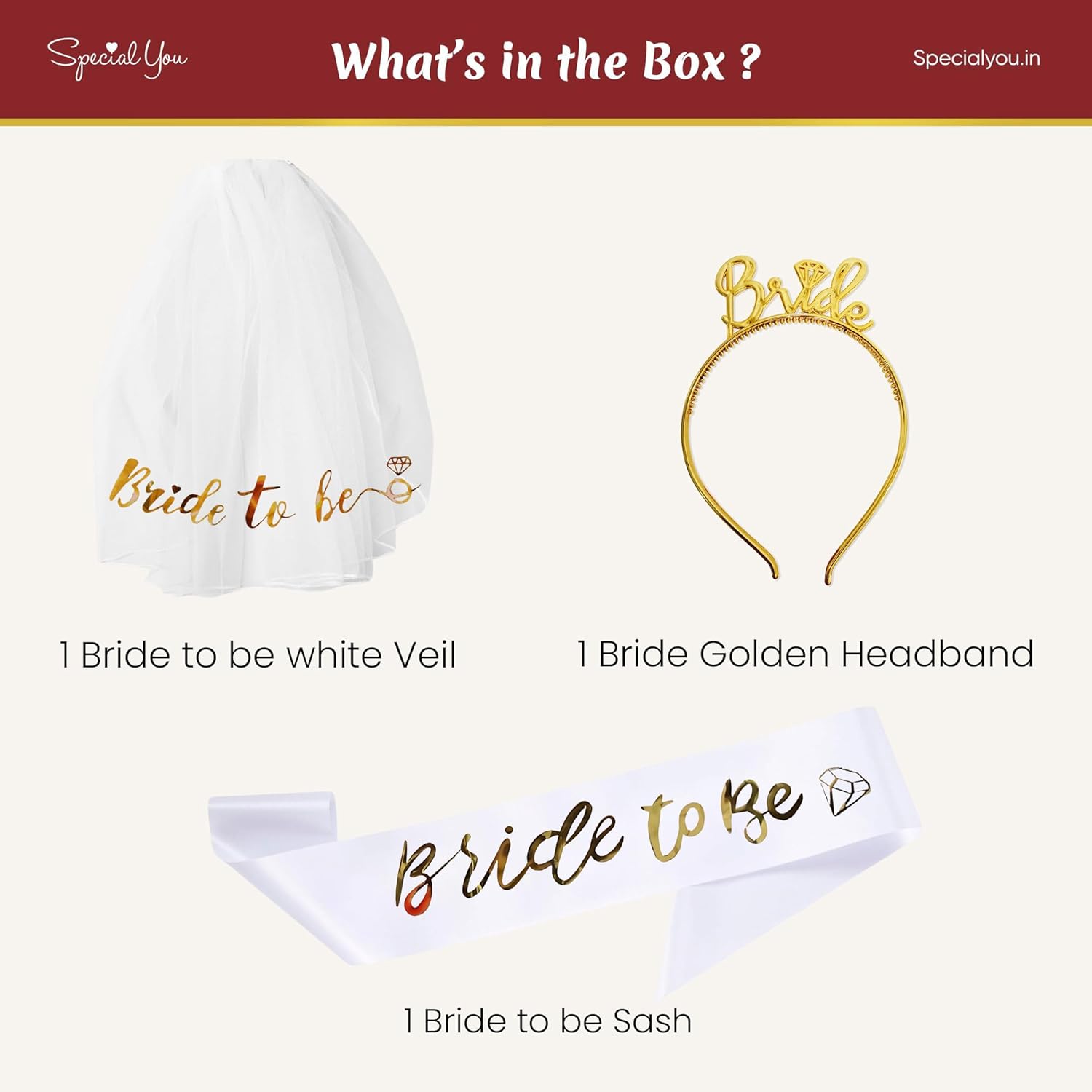 Bride to Be Decoration Set- 3 Pcs