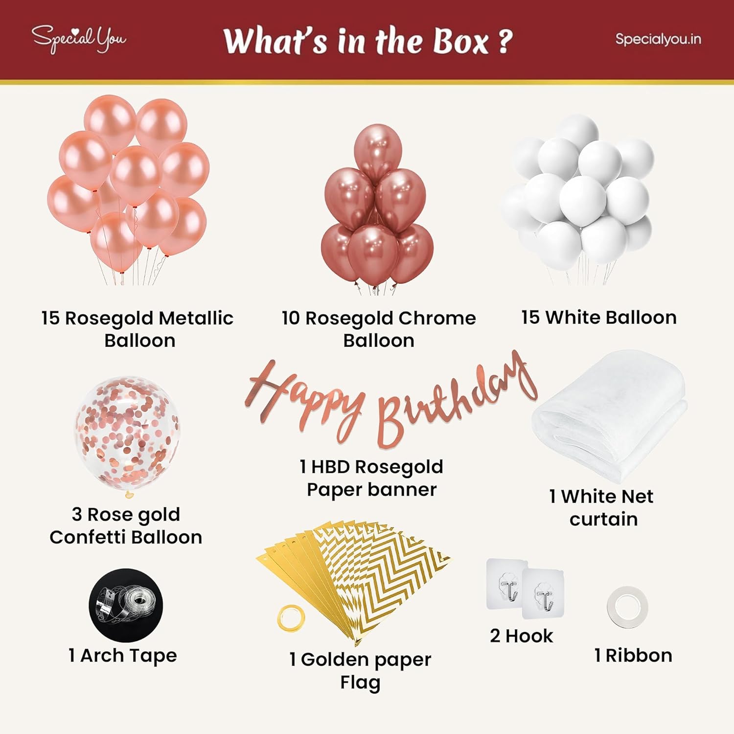 White & Rosegold Balloon combo