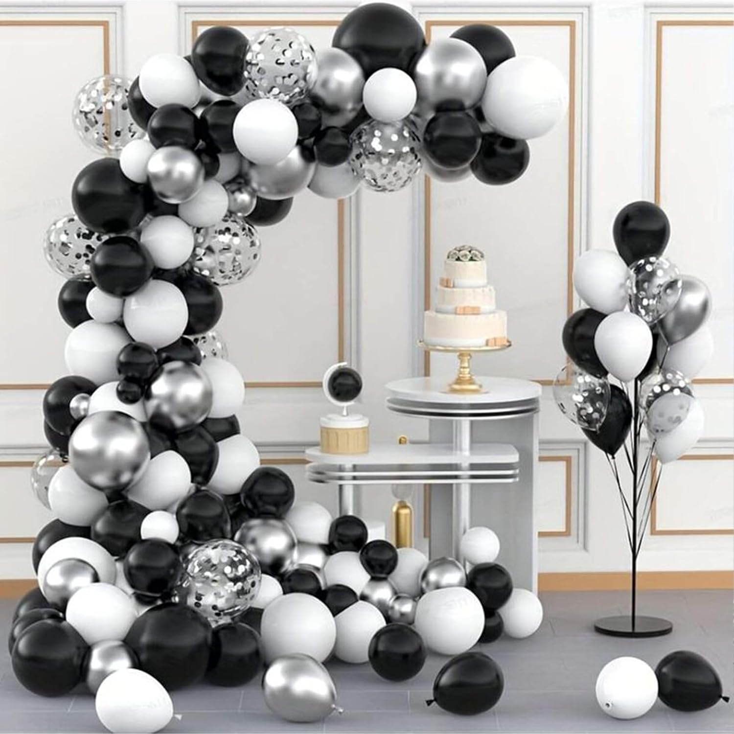 Black, White & Silver Balloons combo