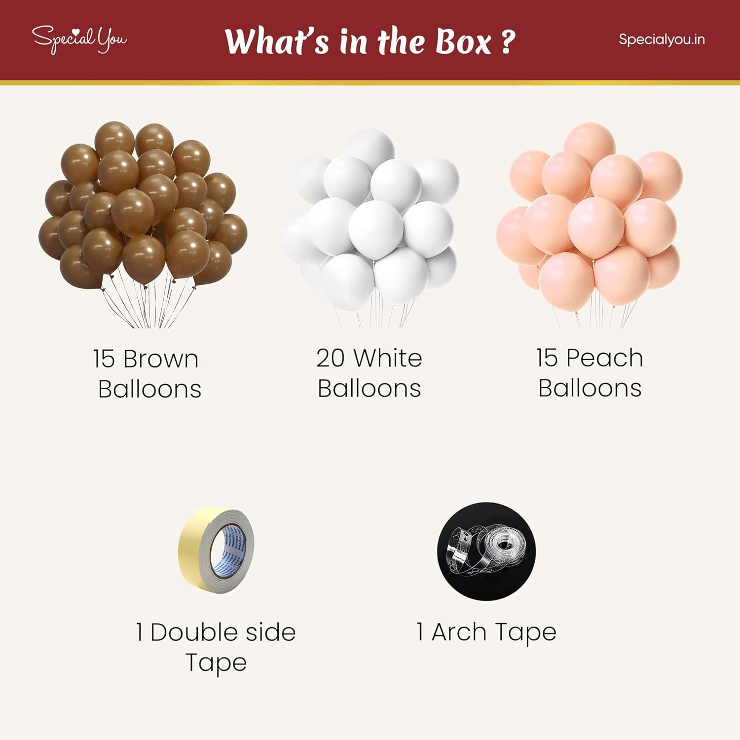 Brown, Peach & White Balloon Combo