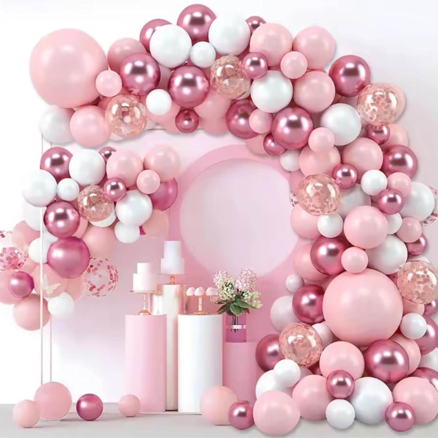 Pink & White Balloons Decoration Kit