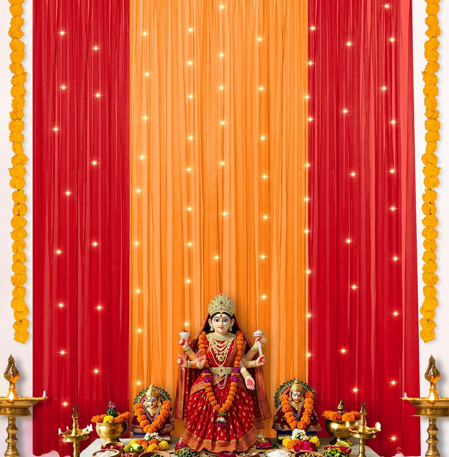 Orange & Maroon Backdrop Decor