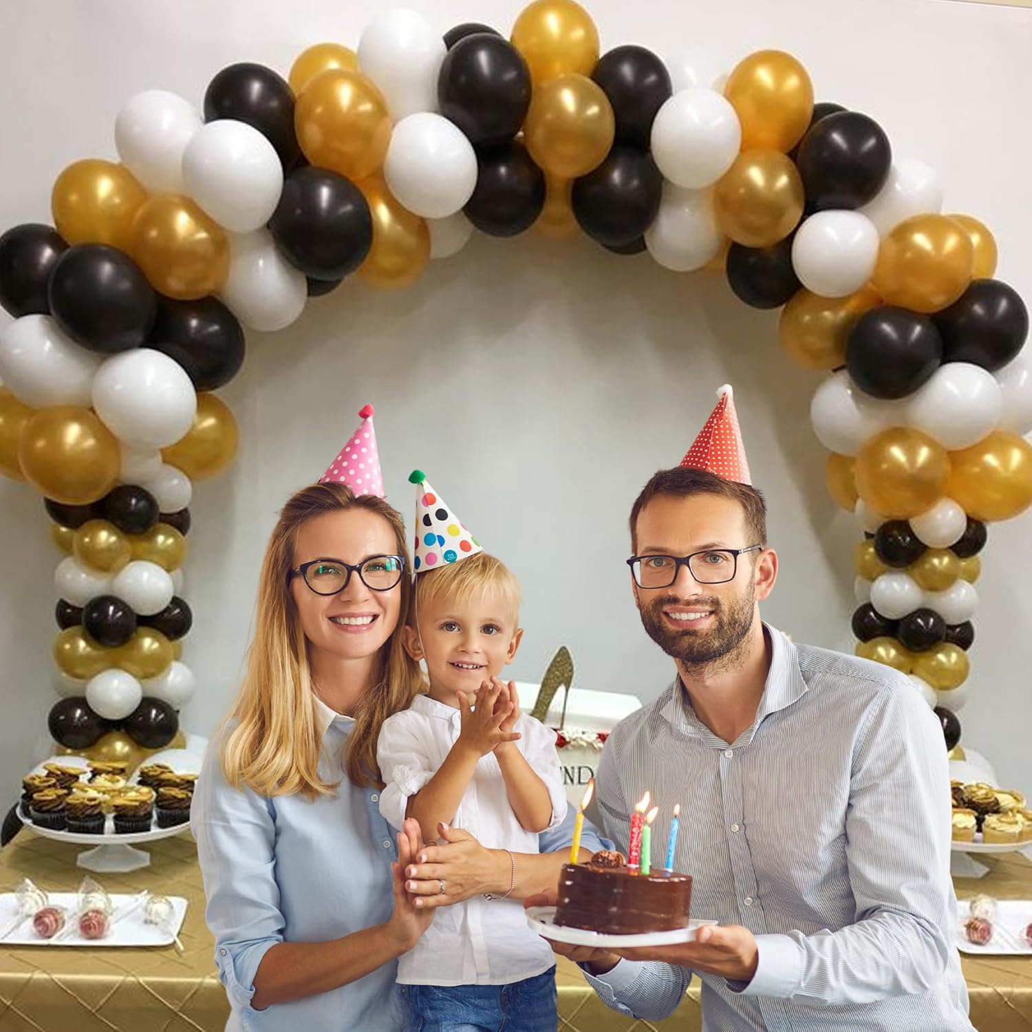 Black, Gold & white Balloon Combo