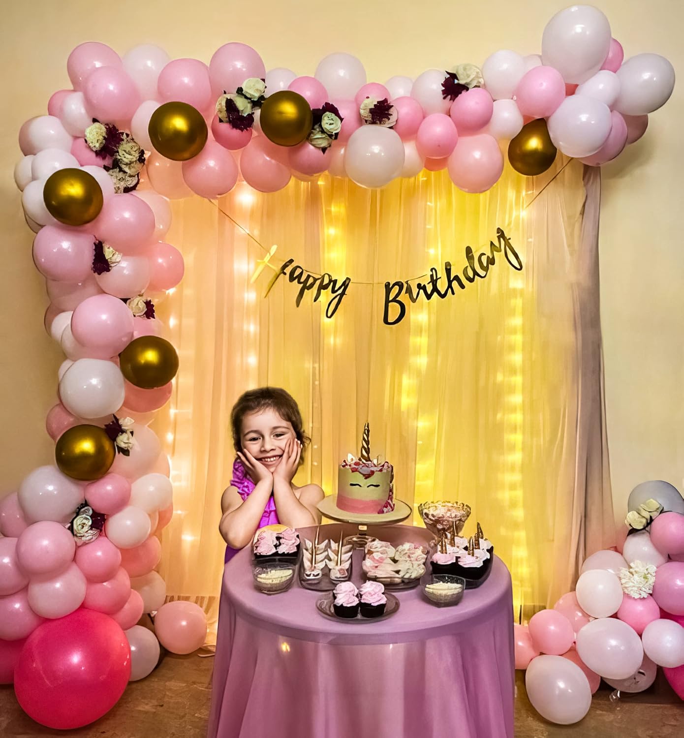 Pink & White Balloon Birthday Decoration Kit
