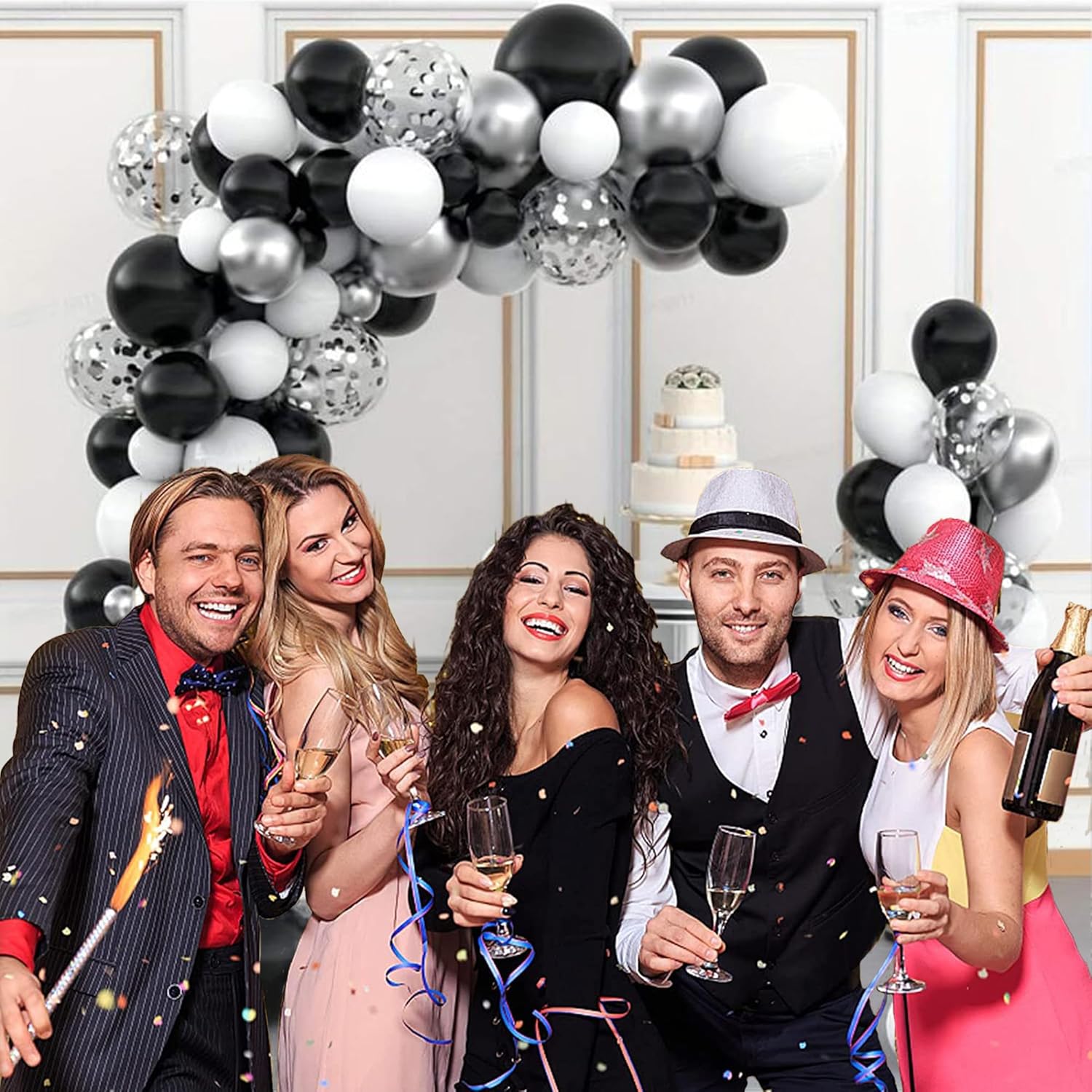 Black, White & Silver Balloons combo