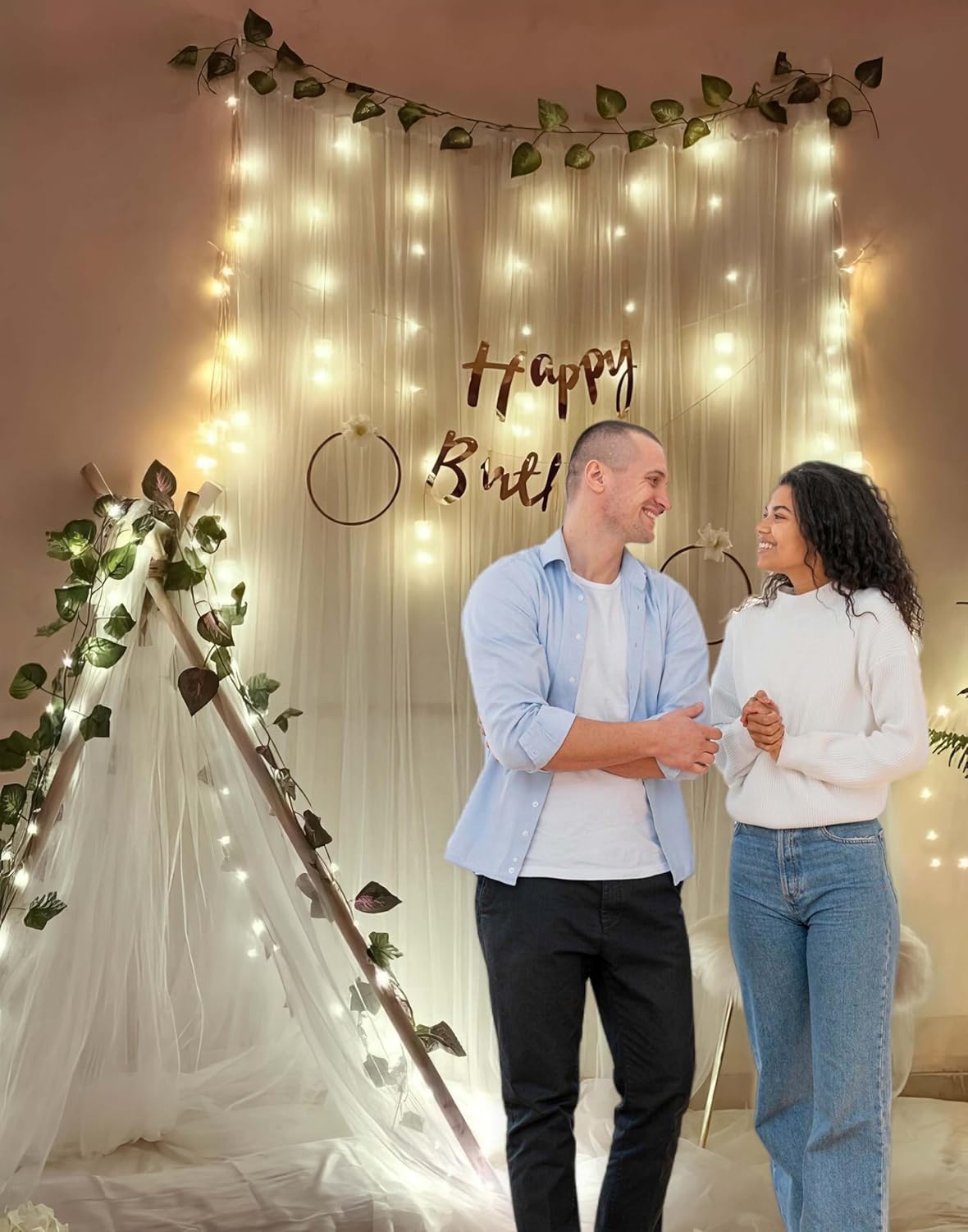White Curtain DIY Birthday Decor Kit