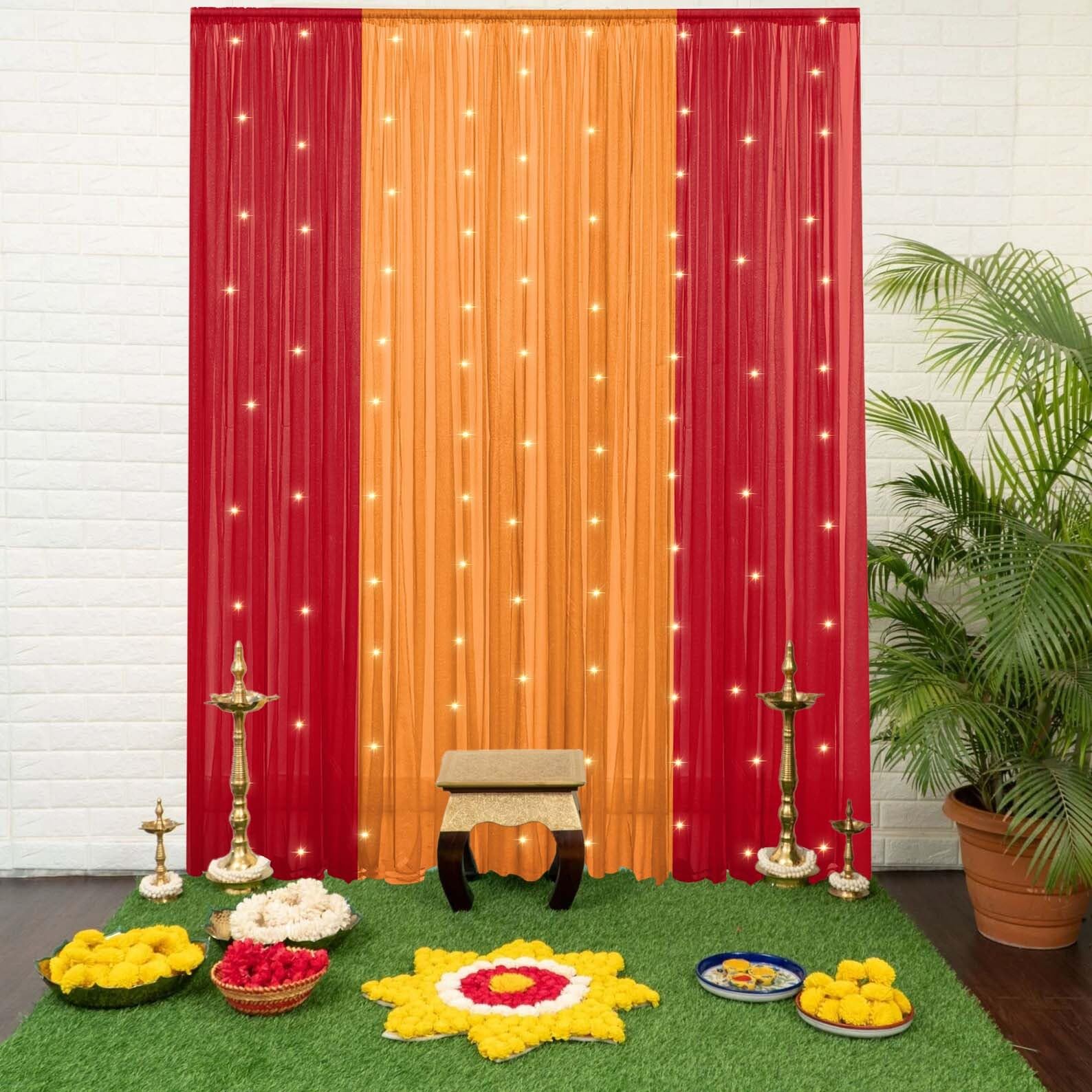 Orange & Maroon Backdrop Decor