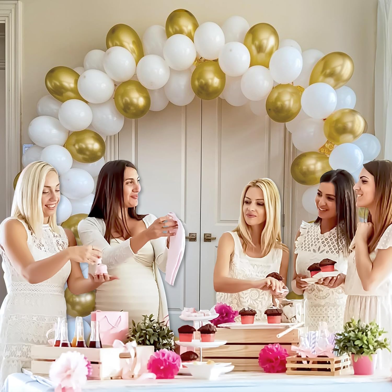 Gold & White Balloon combo