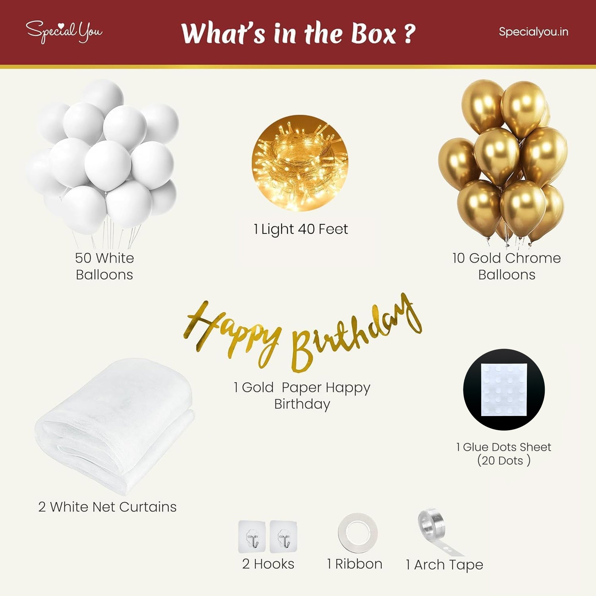 Gold & White birthday backdrop decoration