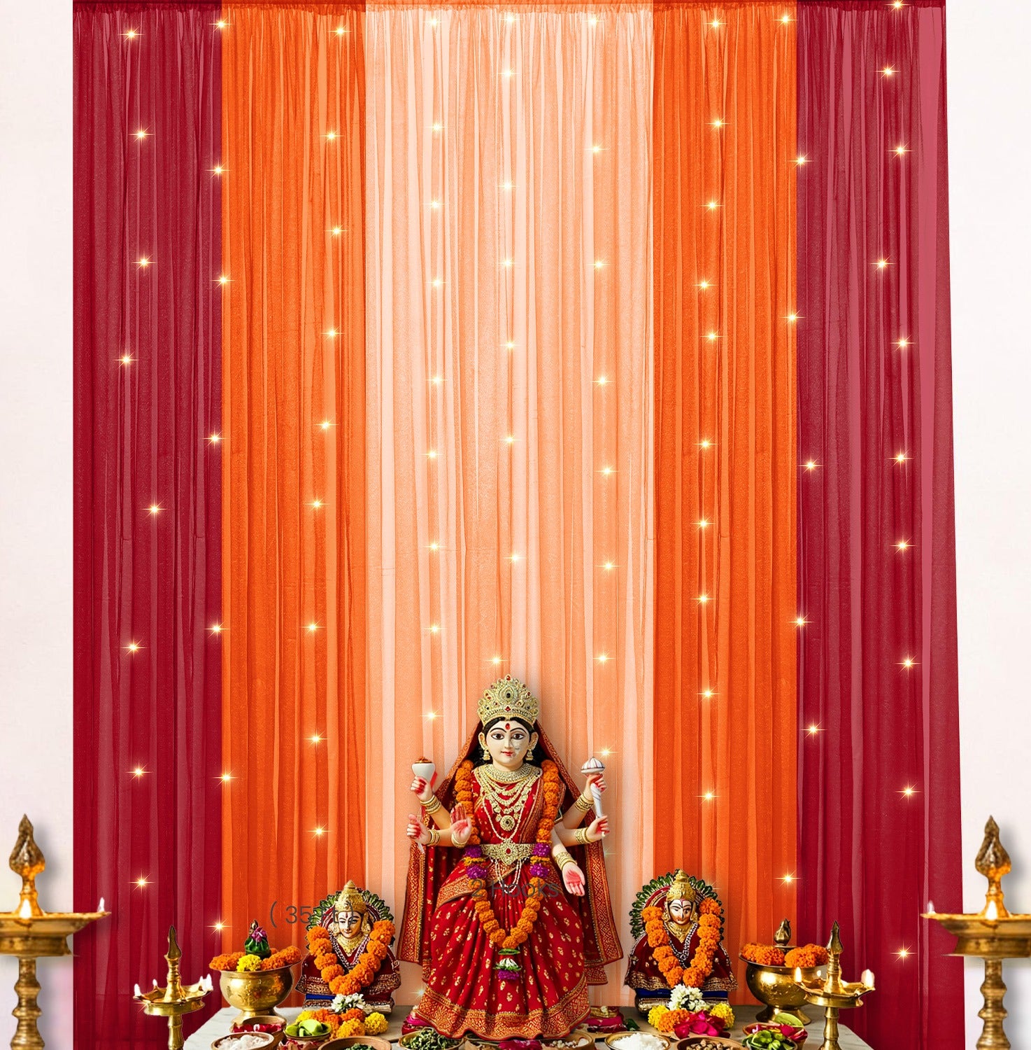 Orange, Red & Peach Curtain Backdrop