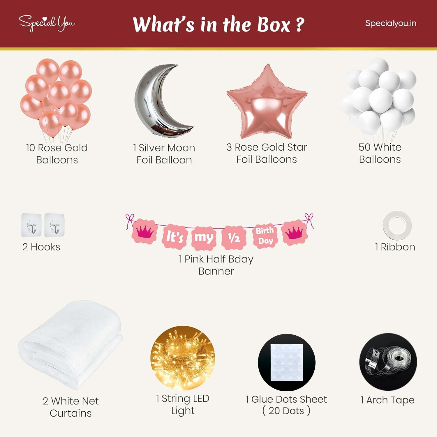 Star Moon theme half birthday decoration item kit for baby girl