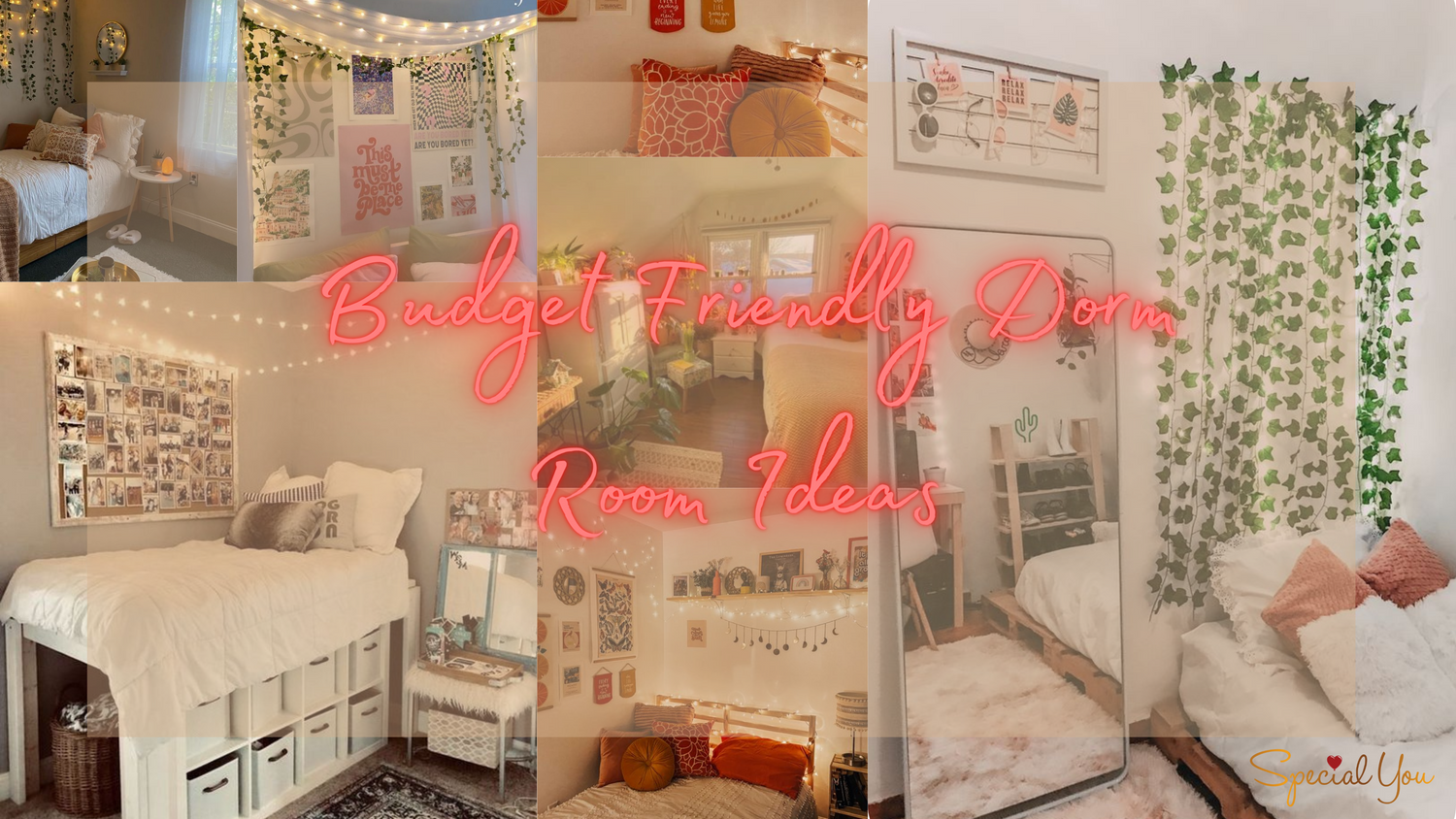 Room decoration ideas budget friendly aesthetic bedroom living room green vines fairy lights polaroid  