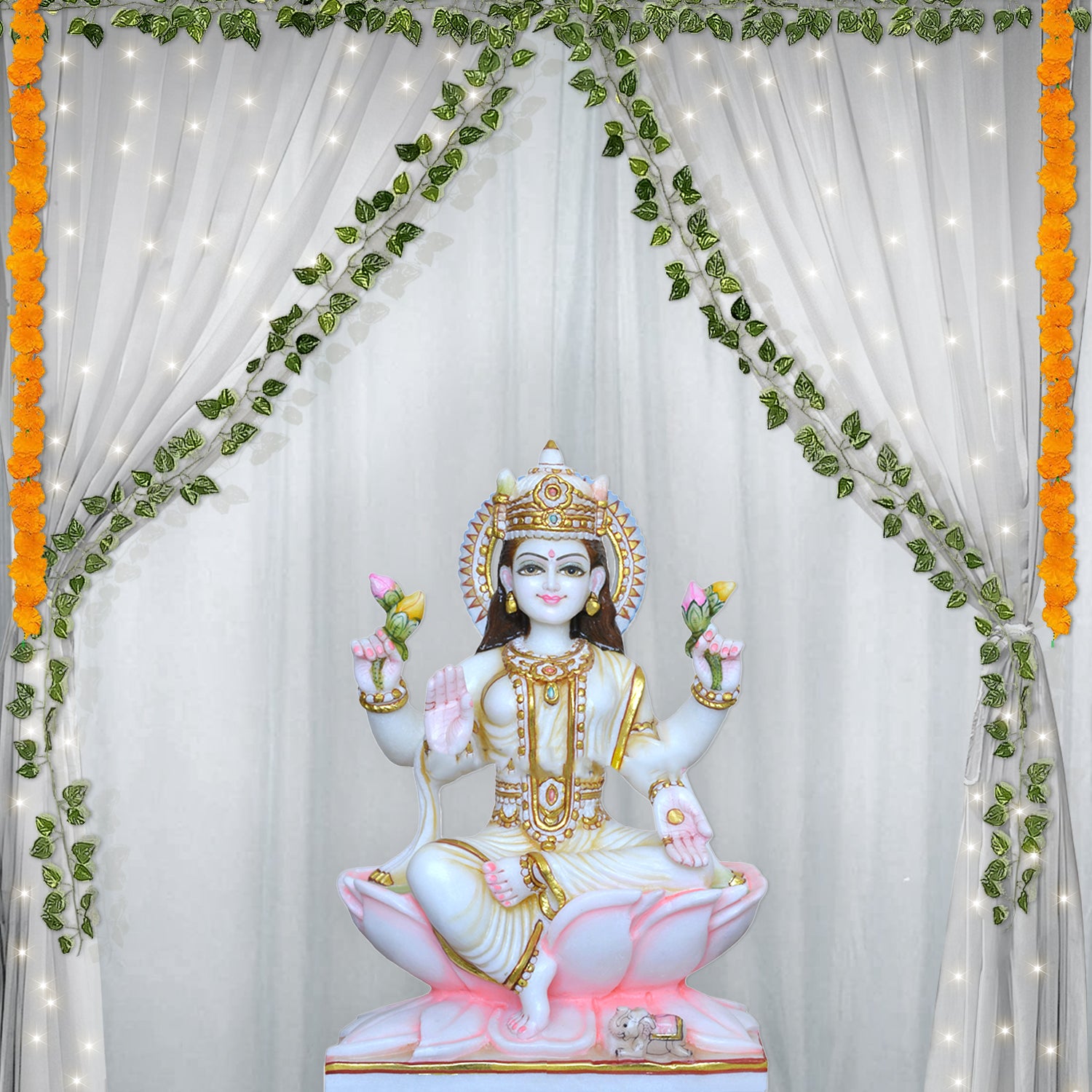 Pooja Room Decoration Items With Net Curtains