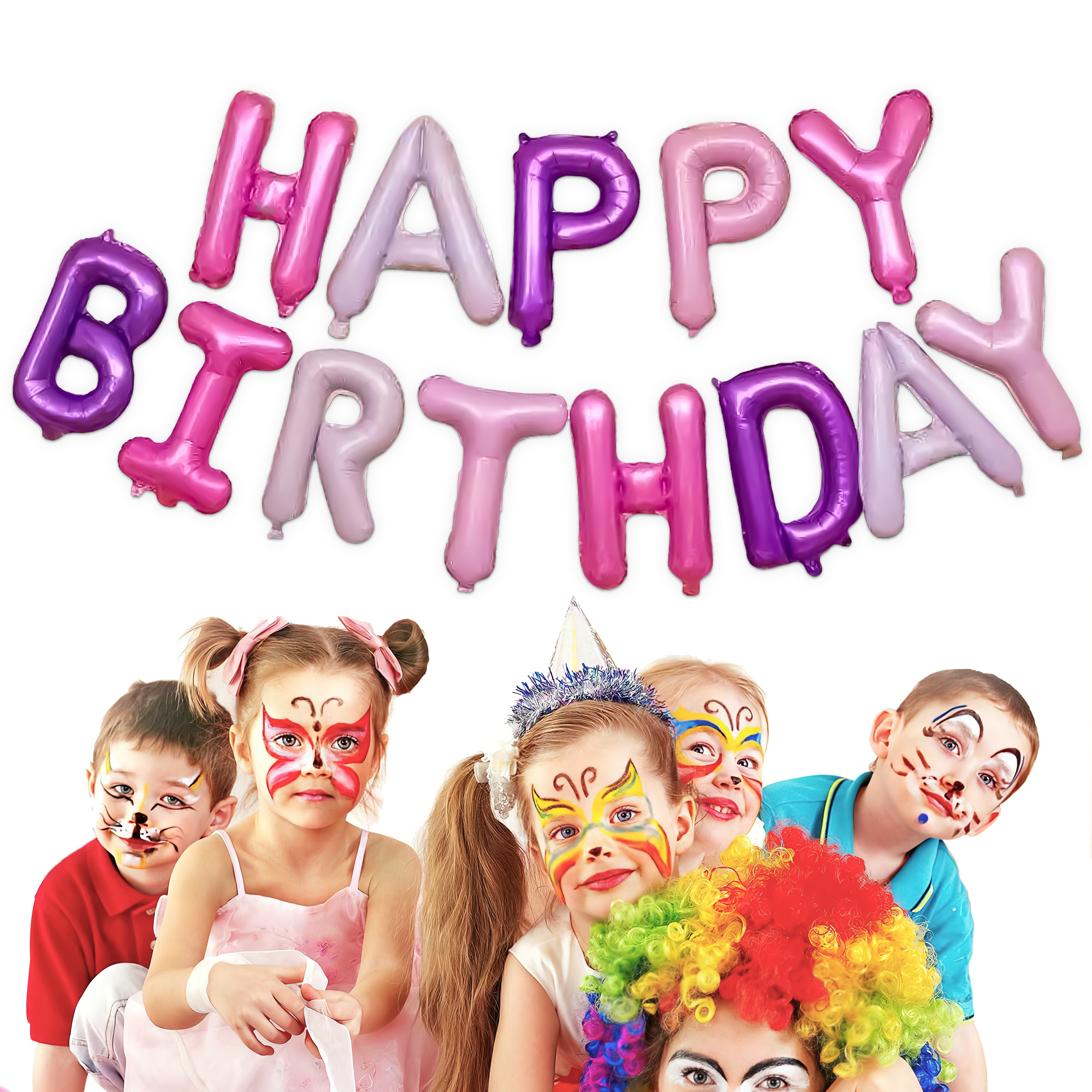 Pink Purple Foil Happy Birthday Banner