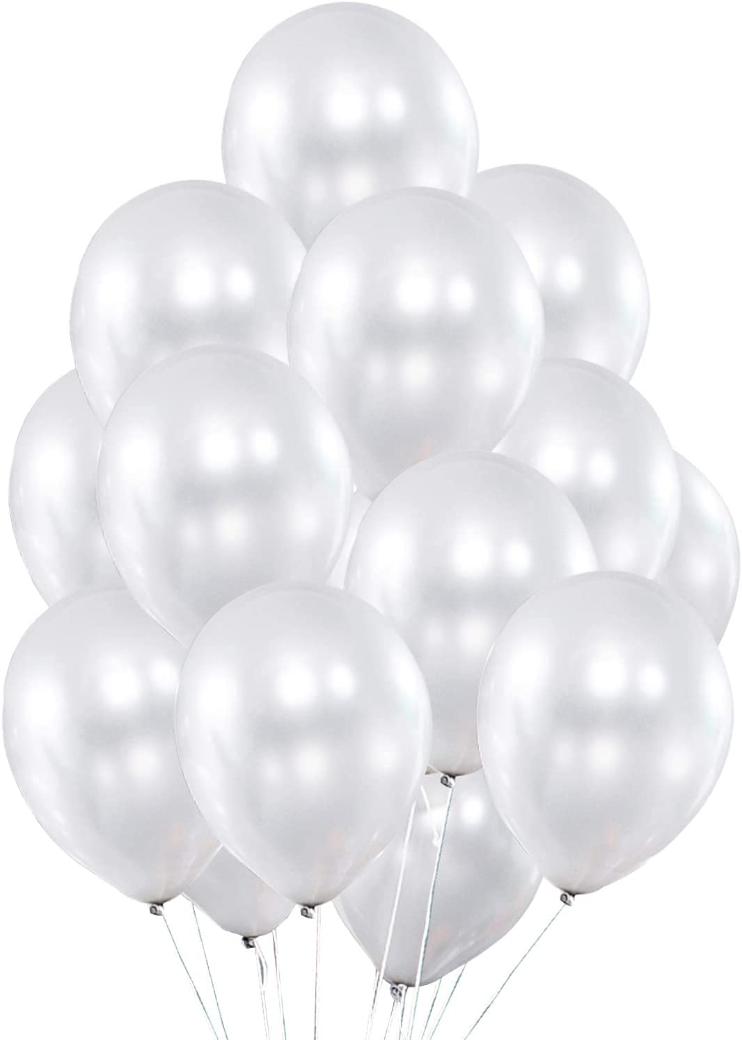 200 Metallic White Balloons