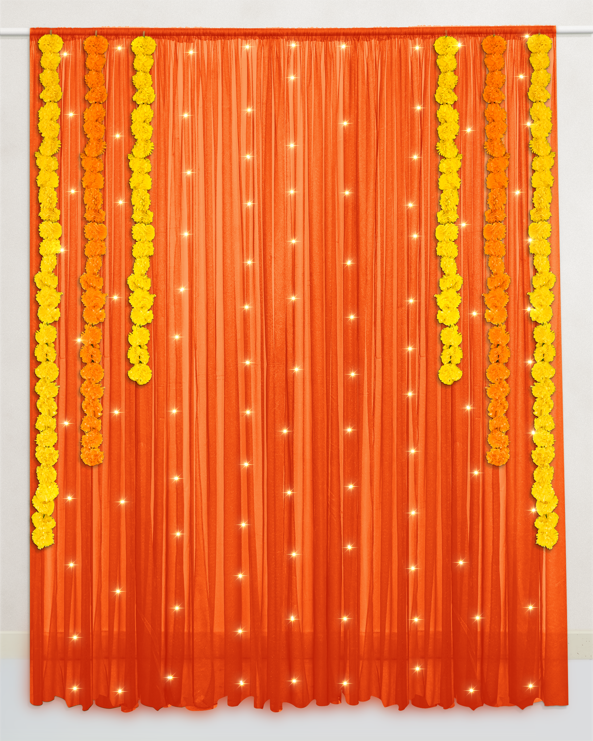 orange curtains