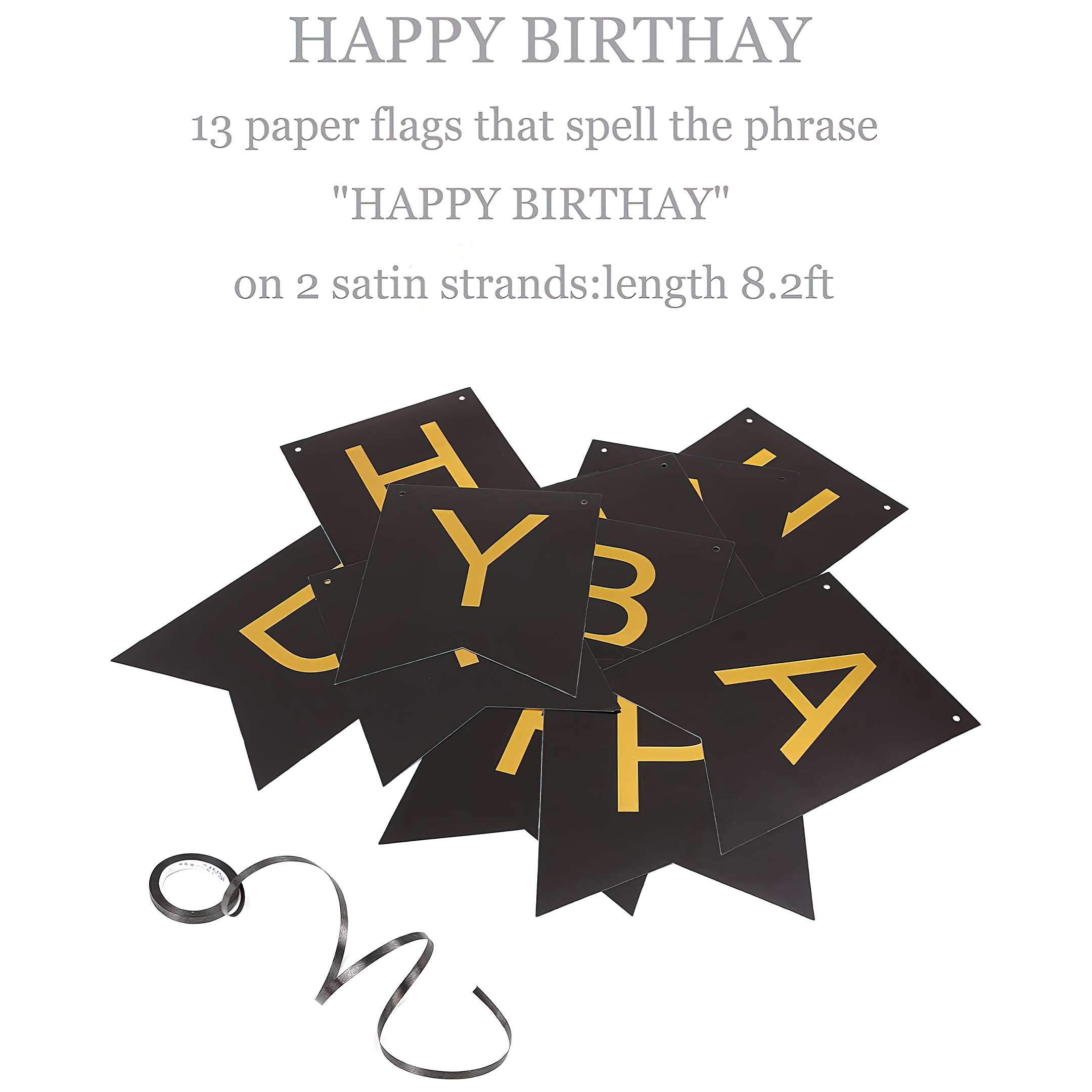 Black Paper Happy Birthday Banner