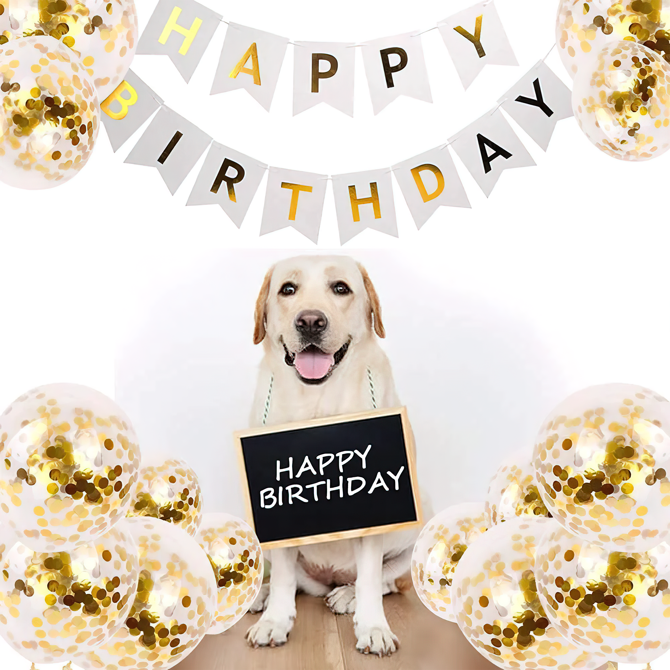 White Happy Birthday Paper Banner