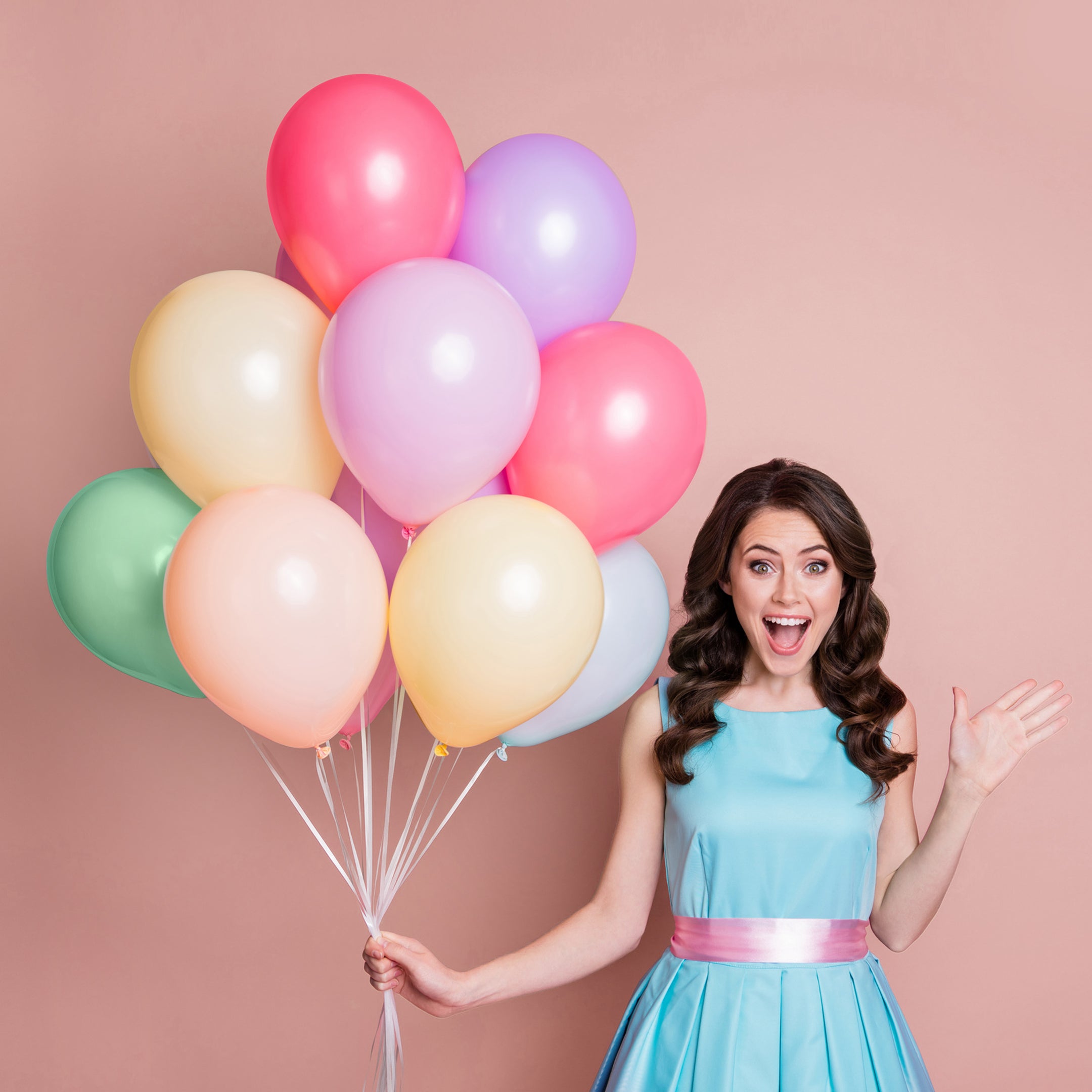 60 Pastel Rainbow Balloons for Decoration
