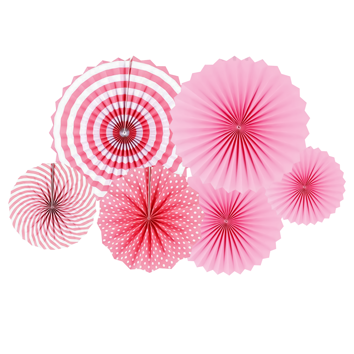 Pink Paper Fans hanging for wall backdrop pack of 6