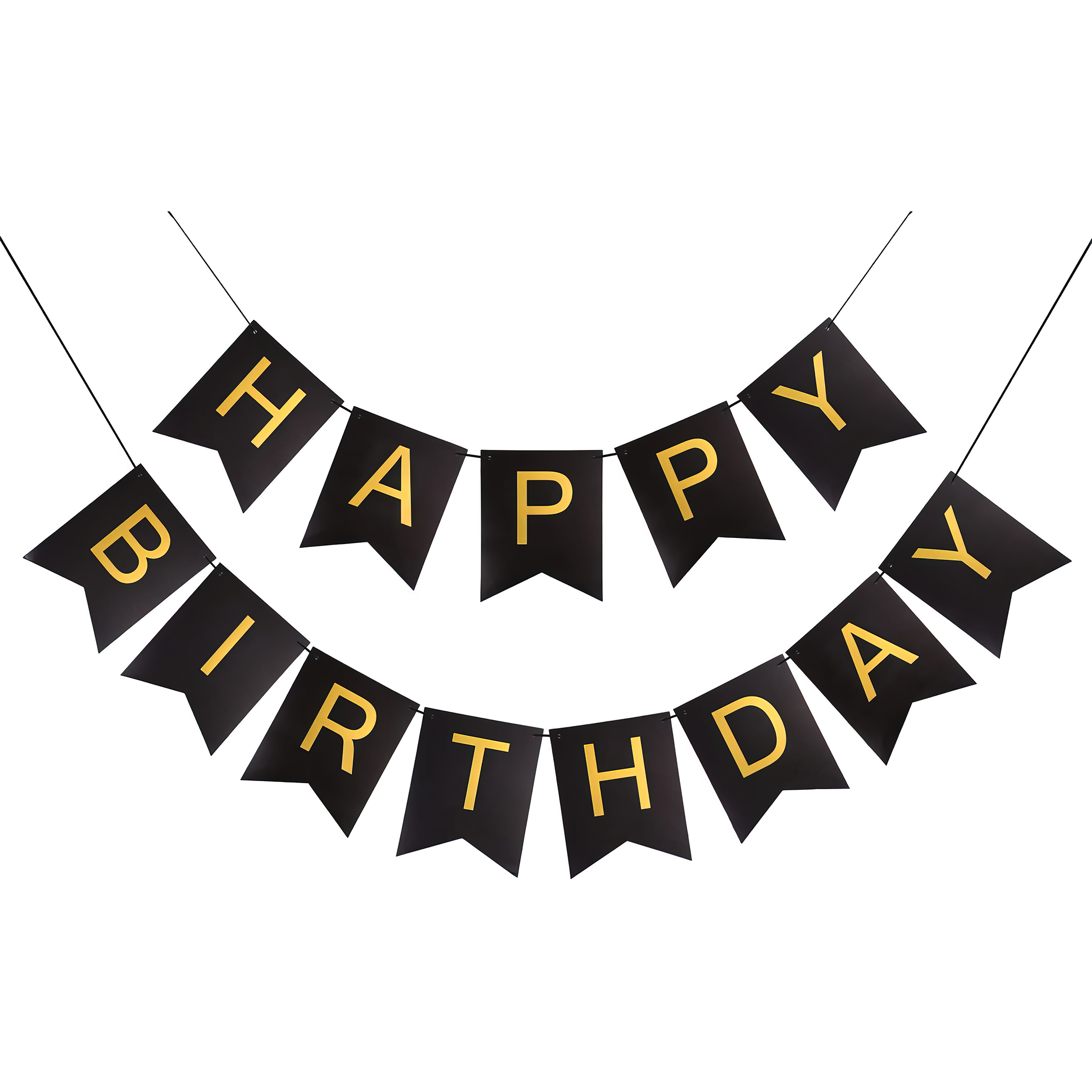 Black Paper Happy Birthday Banner