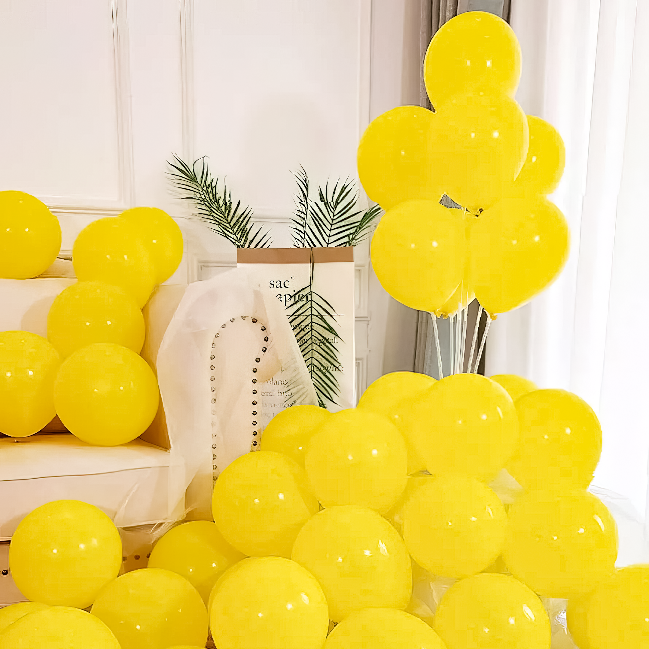 Yellow Metallic Balloons for Decoration - 100 pcs