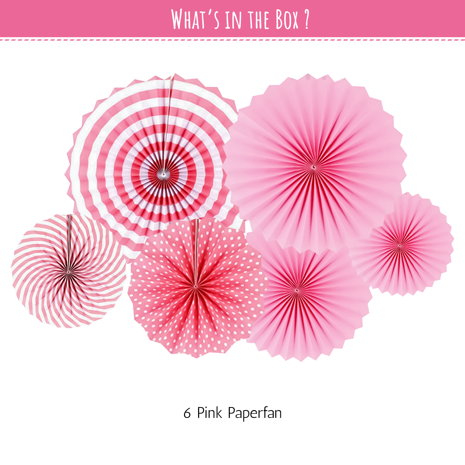 Pink Paper Fans hanging for wall backdrop pack of 6