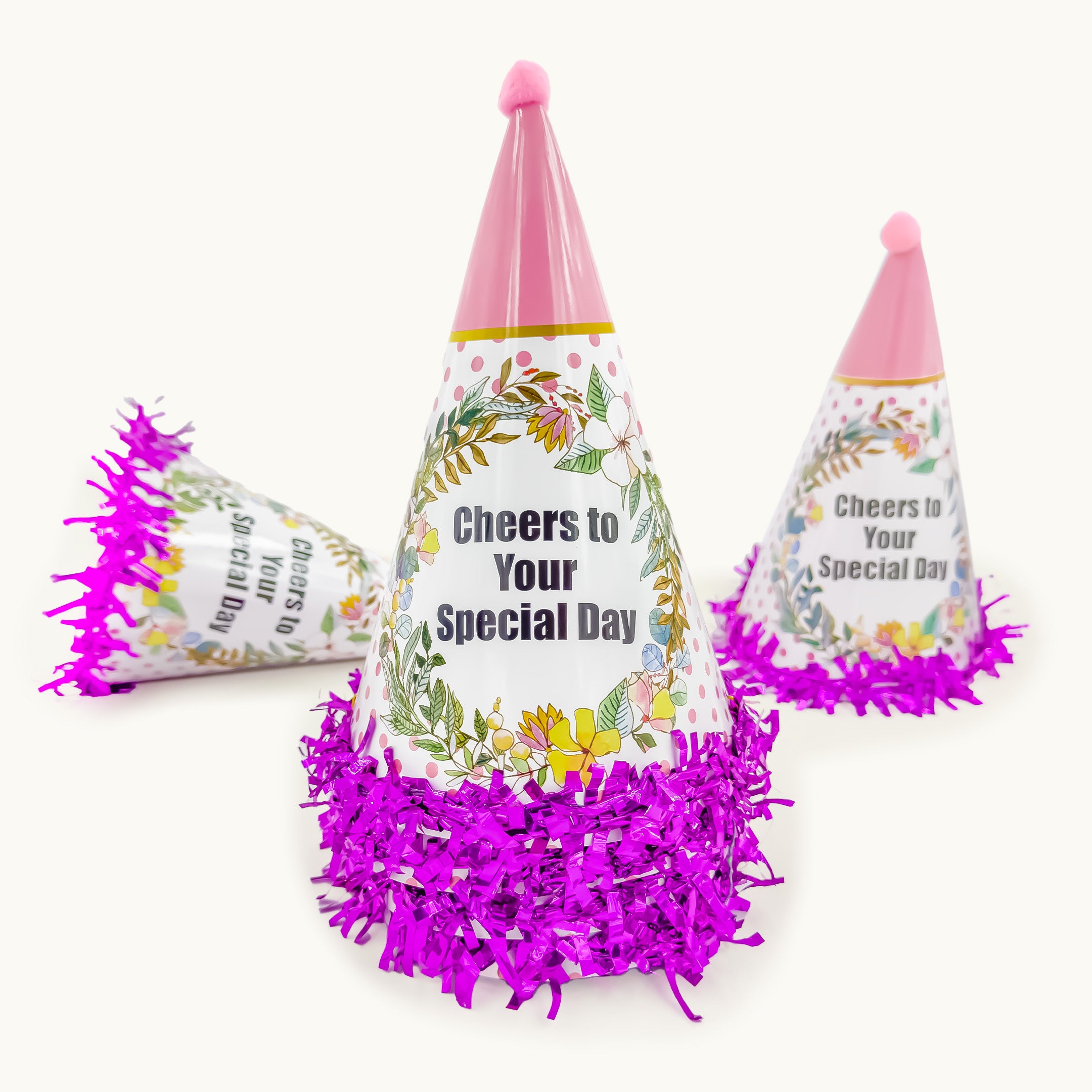 Charming pink & white birthday cap for celebrations