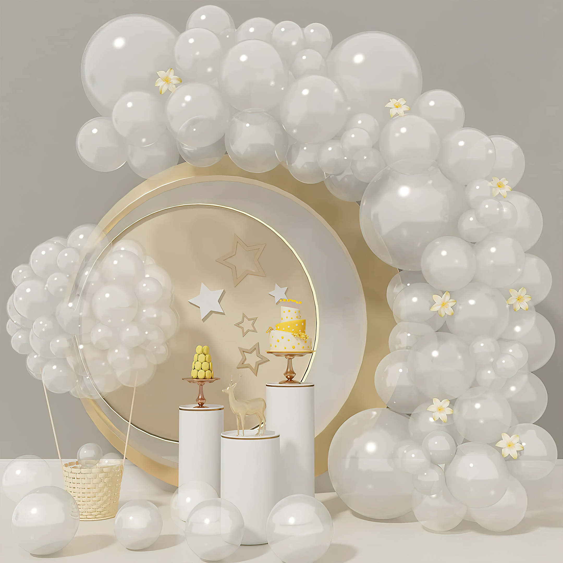 White Metallic balloons for decoration-100 pcs