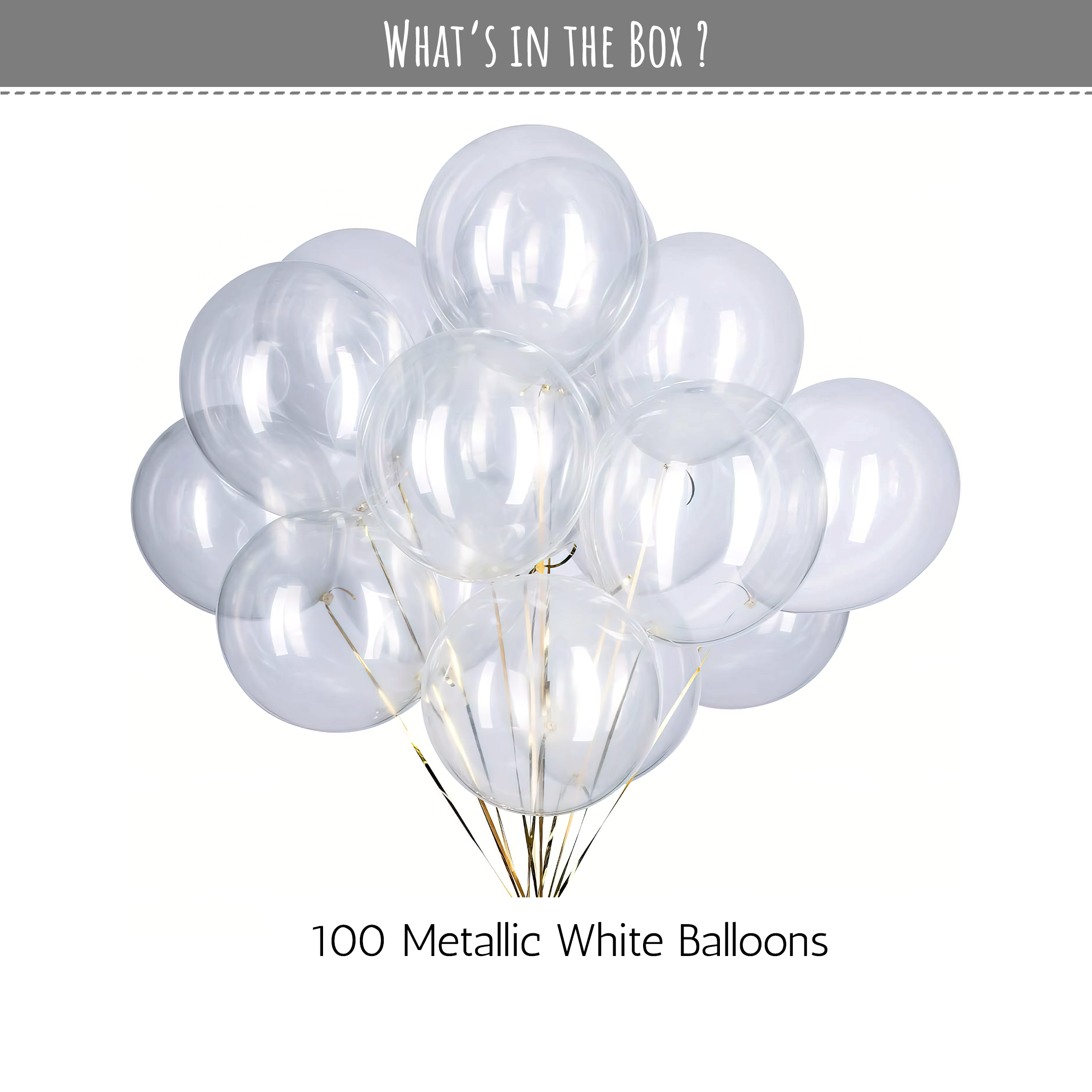 White Metallic balloons for decoration-100 pcs