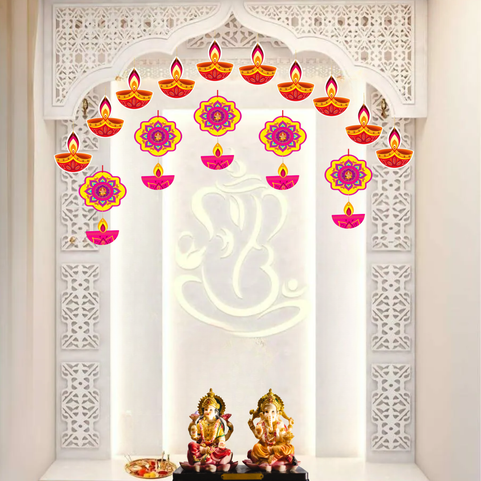 Paper Hanging Diya for Home, Office, Festive, Navratri, Diwali Decoration Items
