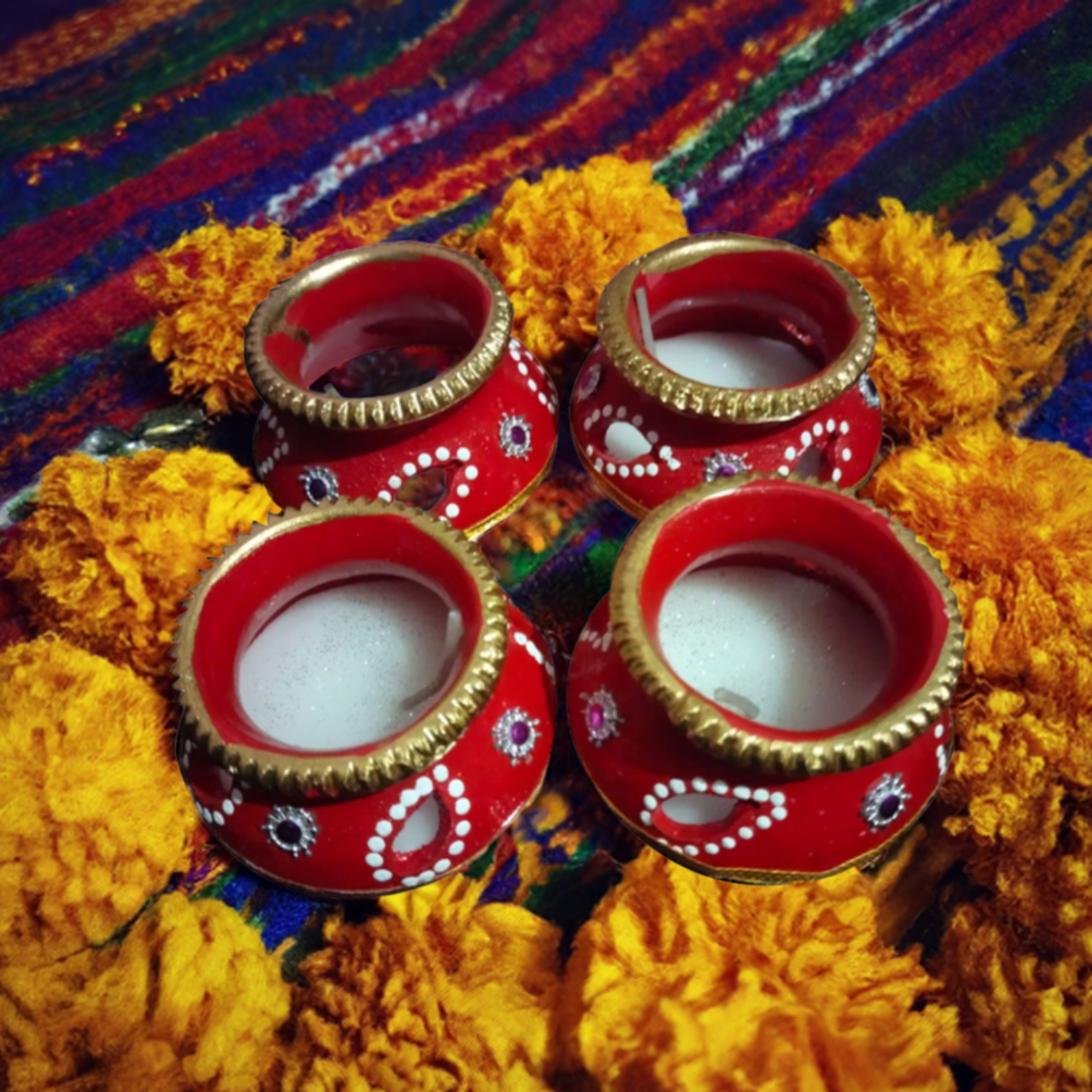 Terracotta Diya, Wax Diya, Mitti Diya, Diwali Diya Decoration Set of 4