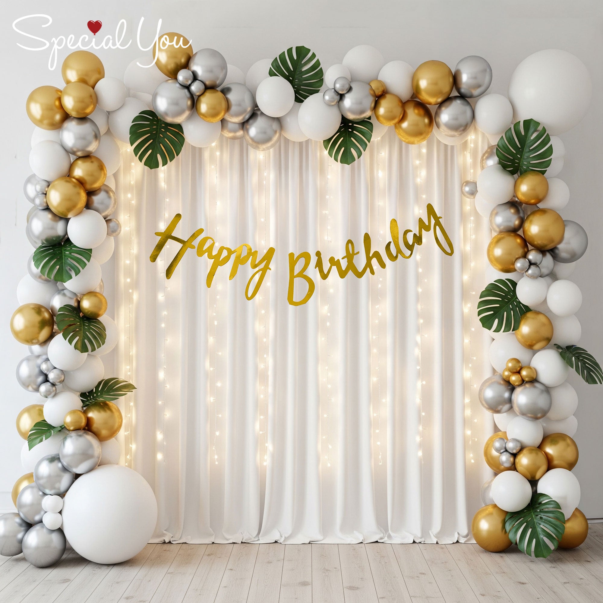 Elegant white and golden birthday Decor