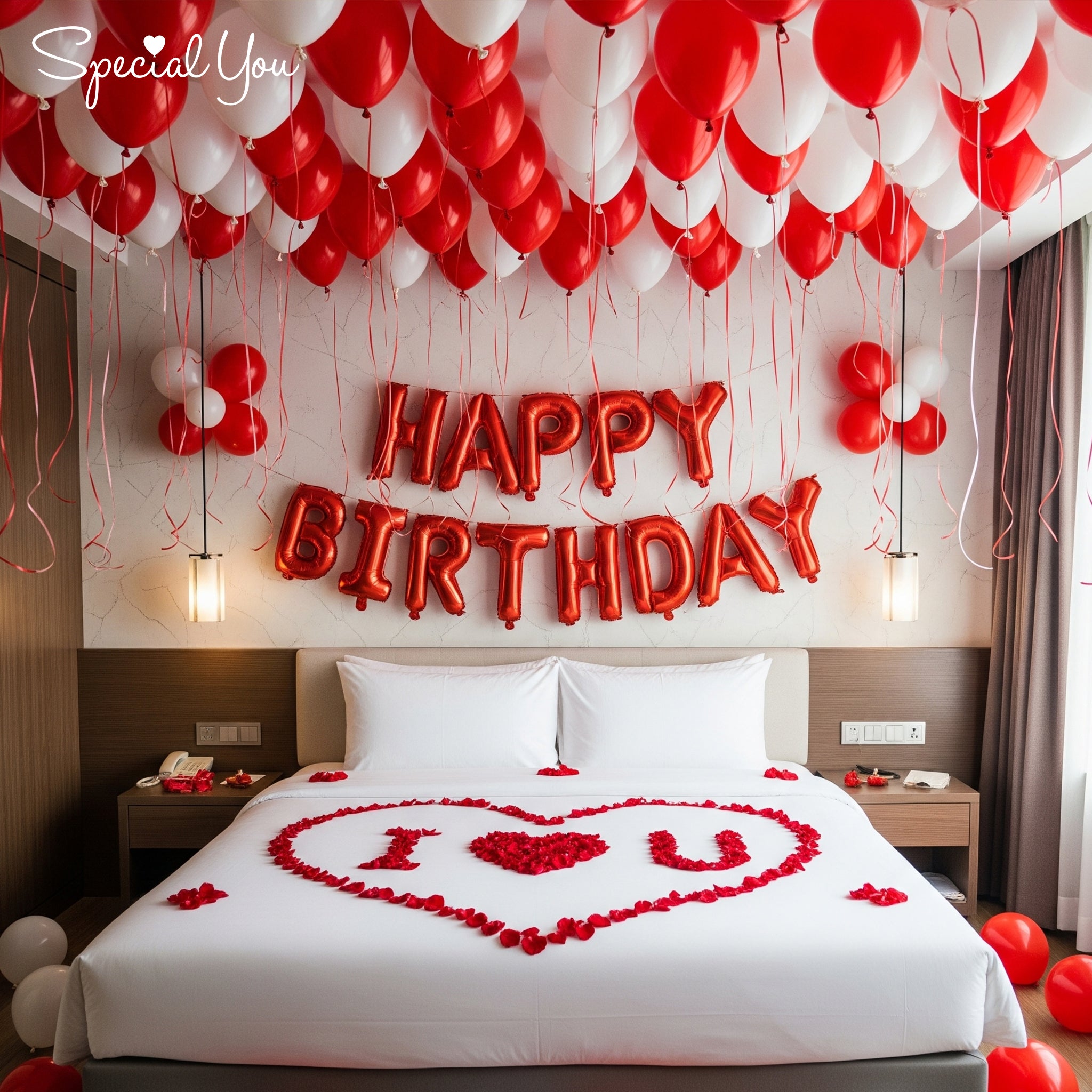 Romantic Red & White Birthday Surprise