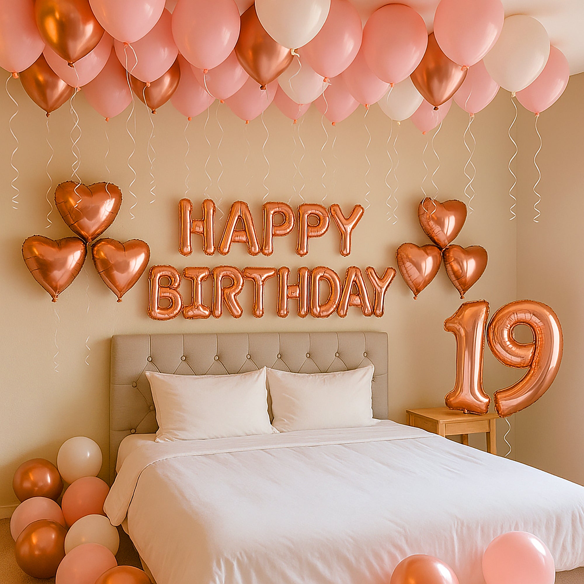 Pink, Rosegold,White Balloons for Birthday Decor