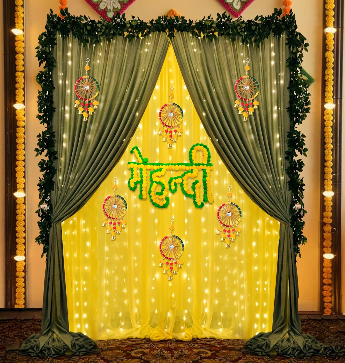 Yellow & green Backdrop mehendi Celebration!"