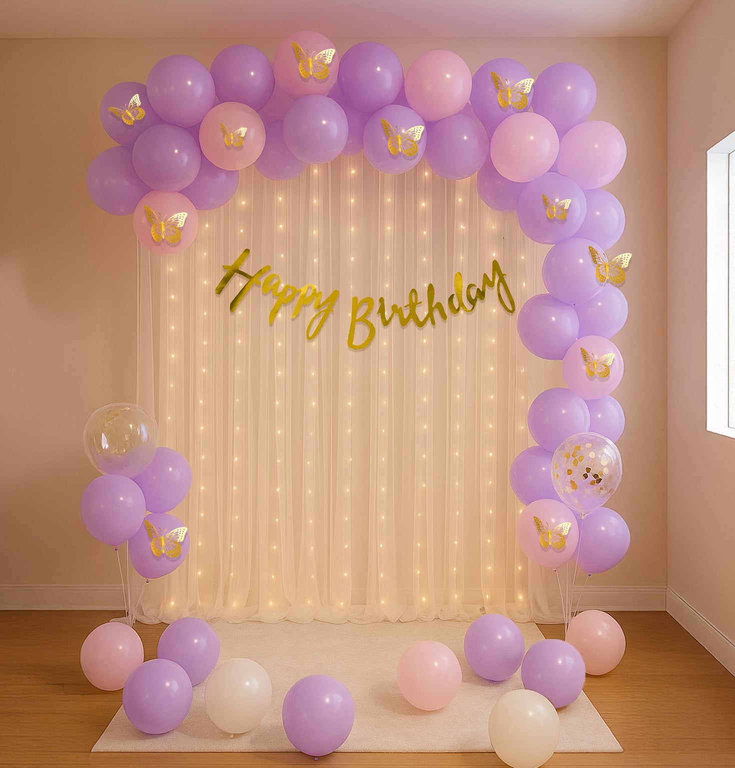 Pink purple Backdrop Birthday Decor