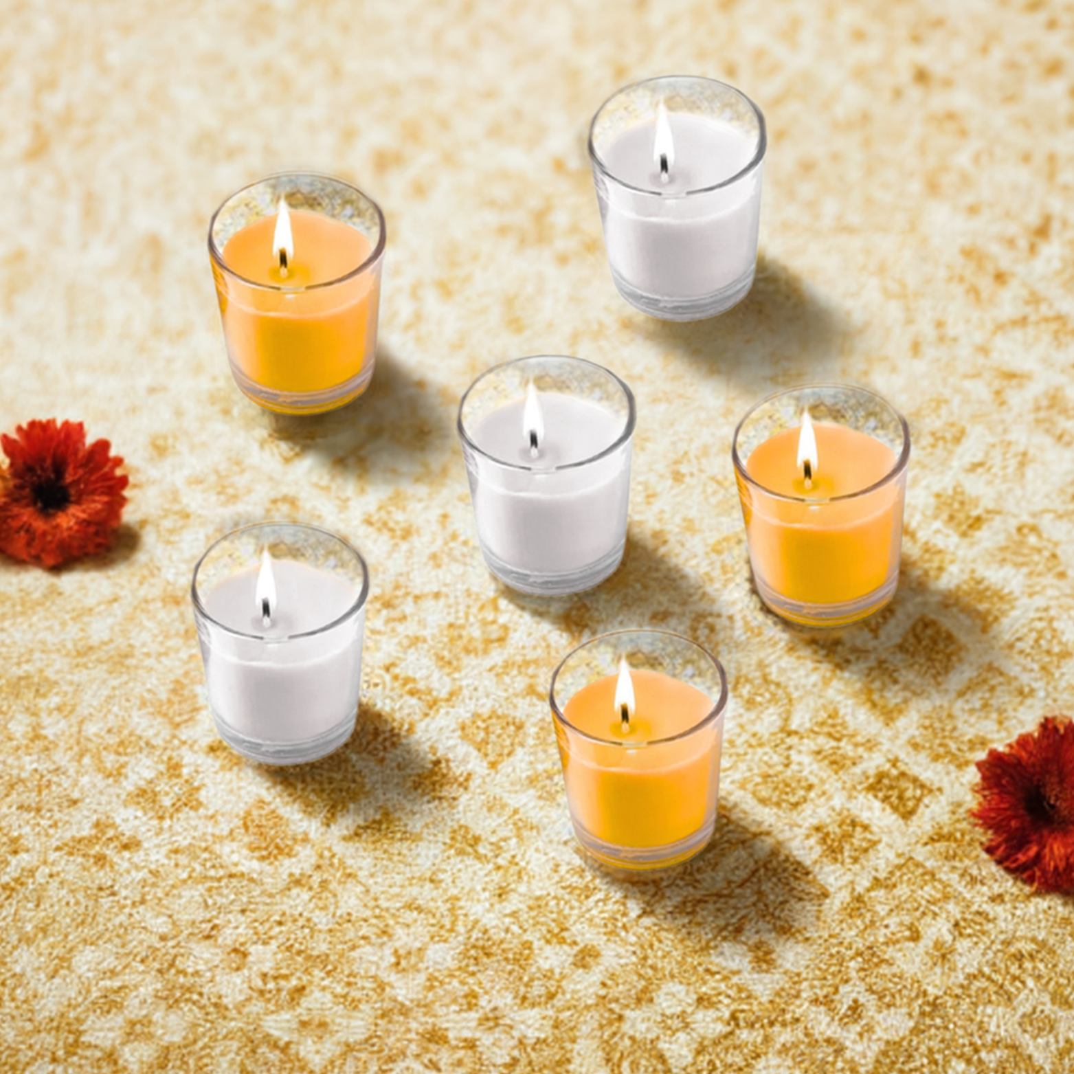 Glass Scented Candles for Home Decor, Home Fragrance Candles Set of 6 (White & Yellow)
