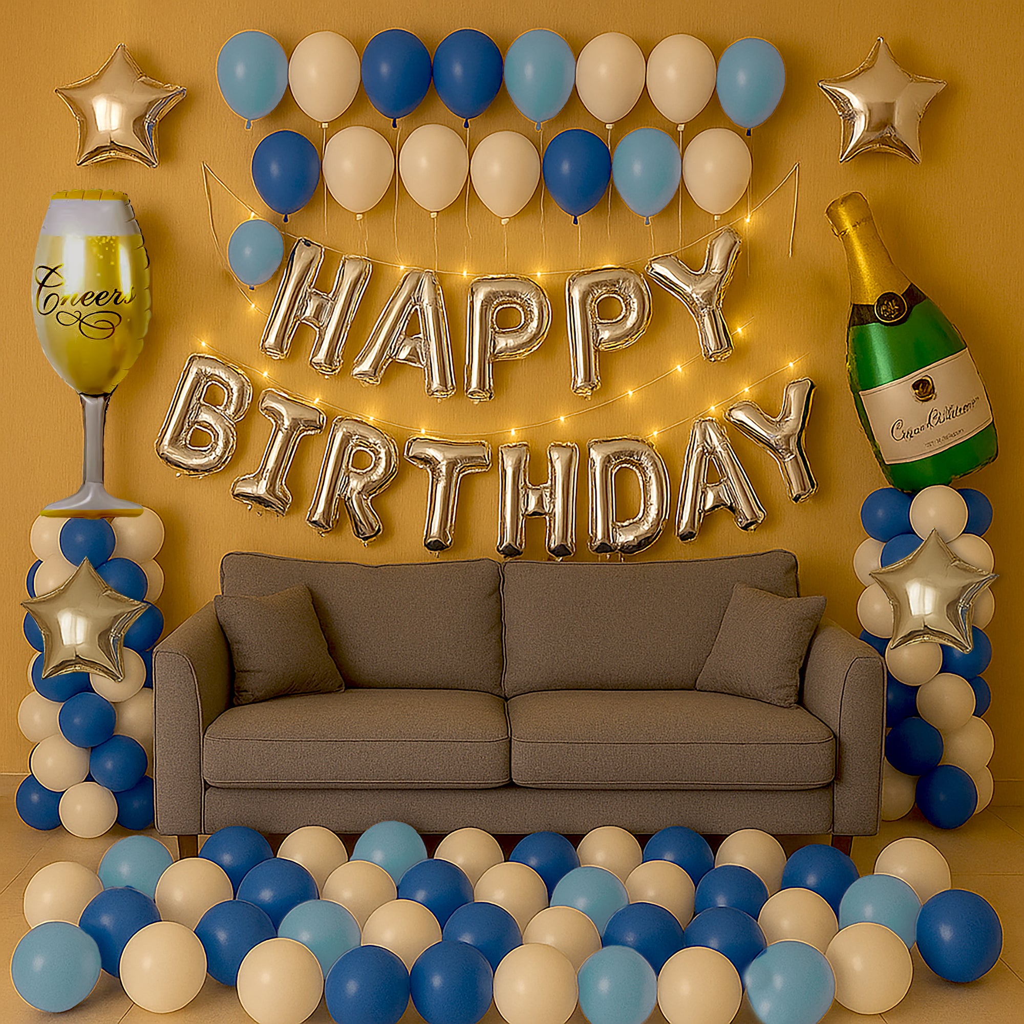 Blue, White Balloons for Birthday Decor