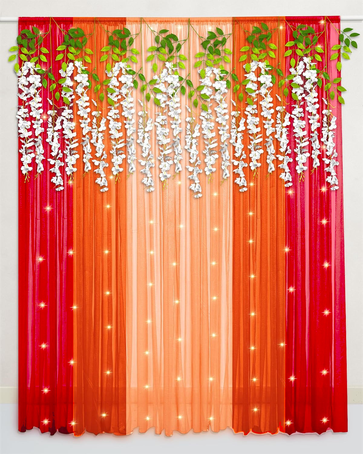 Orange, Peach, Red Curtain Backdrop Set