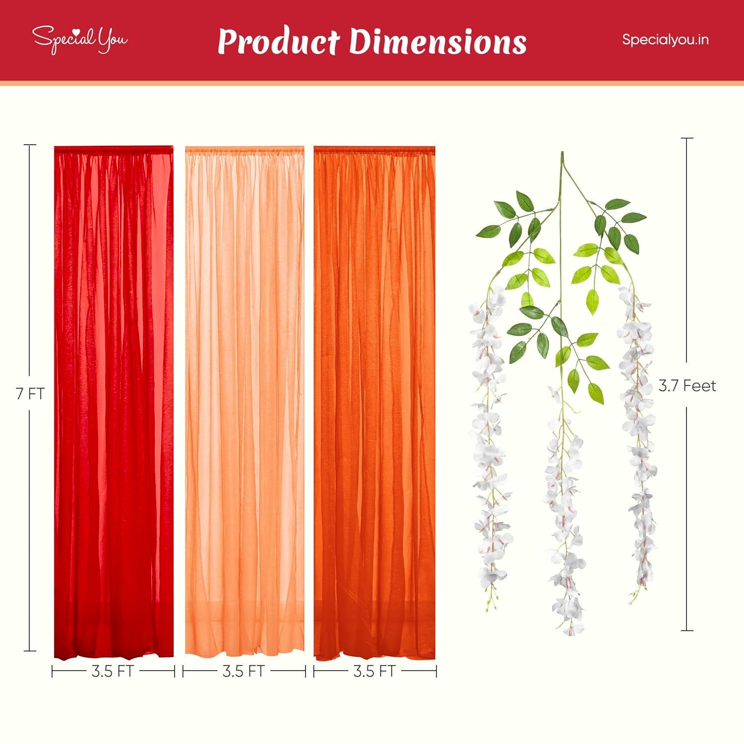 Orange, Peach, Red Curtain Backdrop Set
