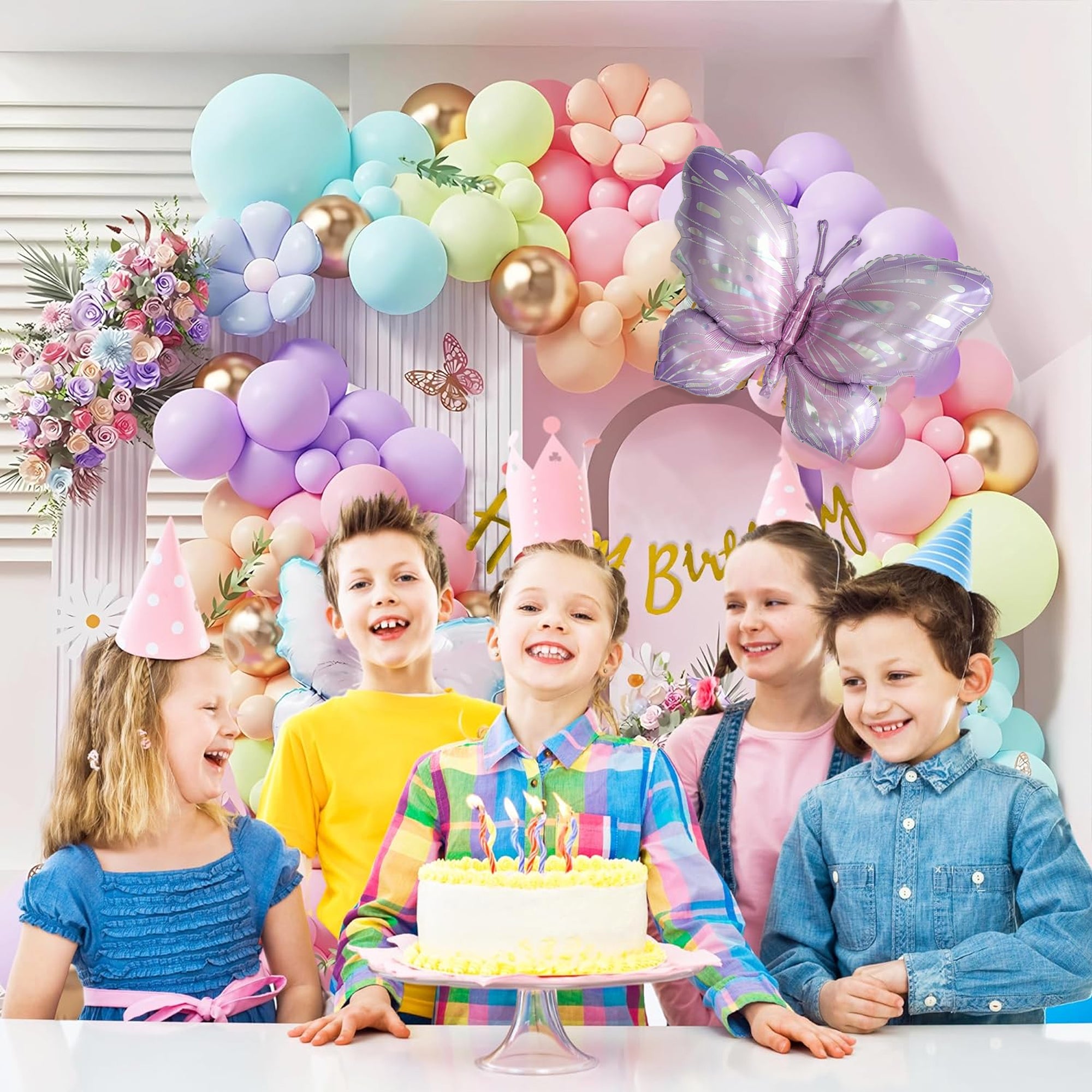 Butterfly foil balloon theme birthday decoration