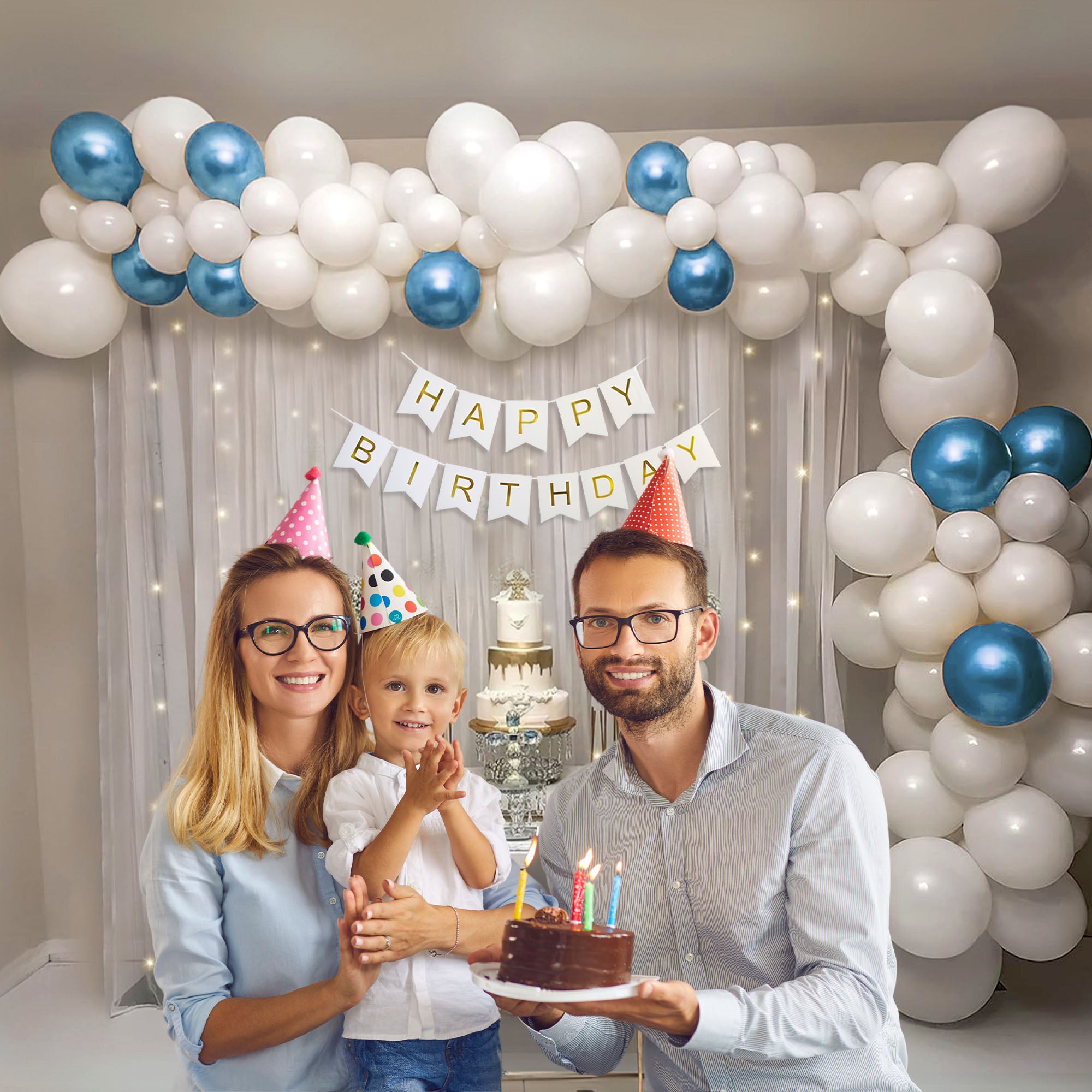 Birthday Backdrop for Decoration (Blue)