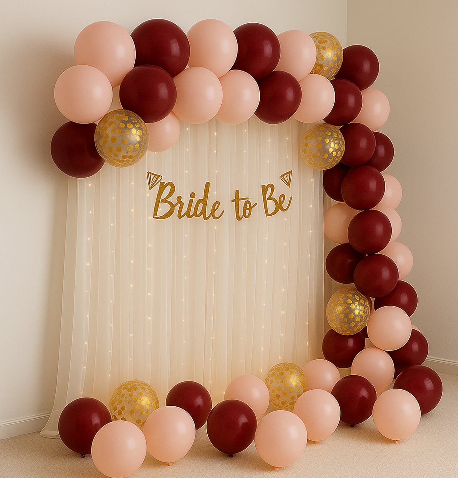 Burgundy Pink Bride to be Party Decor Kit